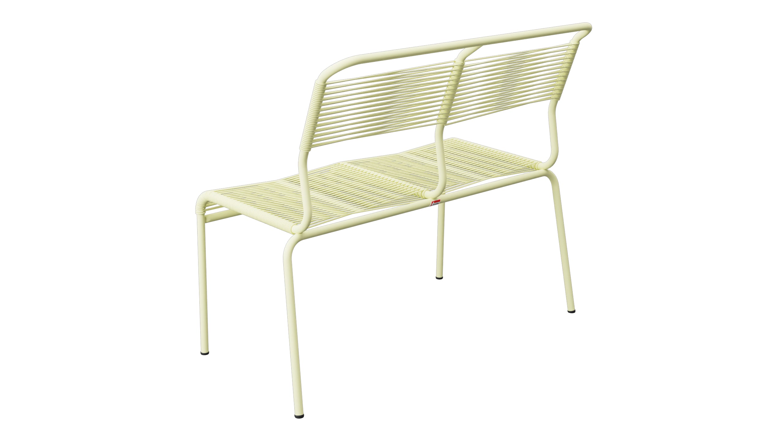 Säntis Spaghetti-2er Gartenbank ohne Armlehne in Buchsbaumgelb präsentiert im Onlineshop von KAQTU Design AG. Gartenbank ist von Schaffner
