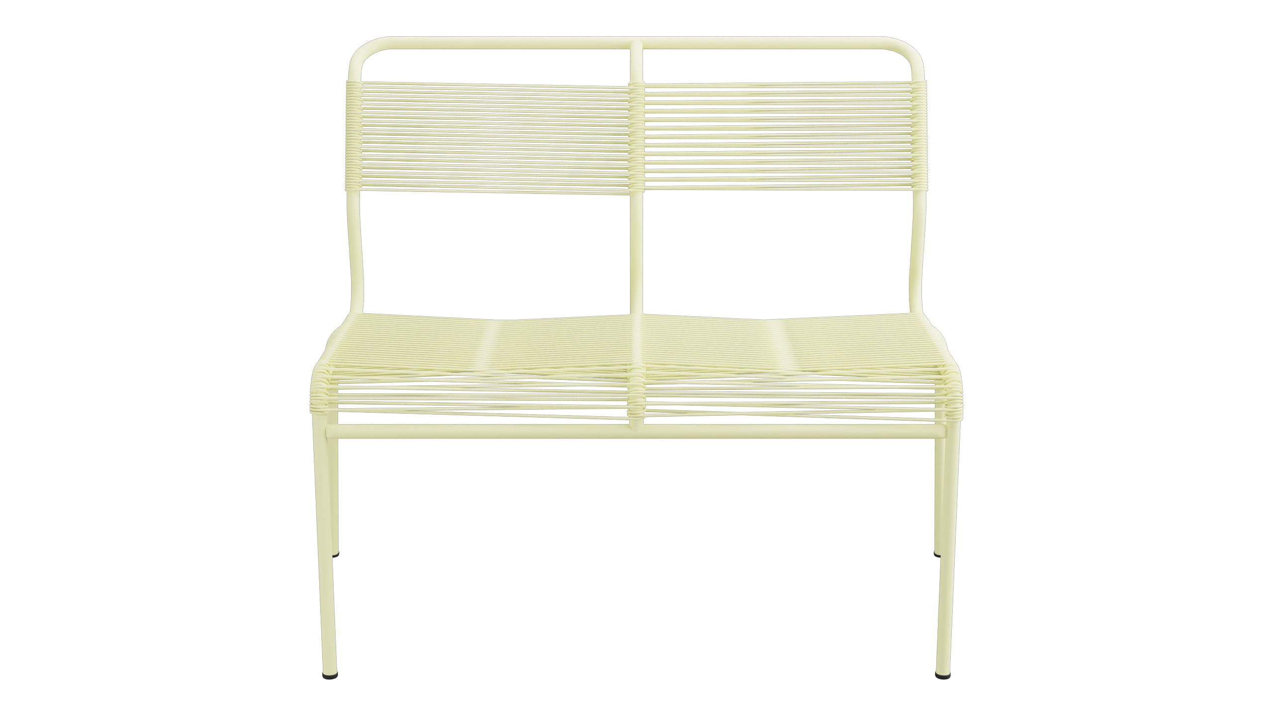 Säntis Spaghetti-2er Gartenbank ohne Armlehne in Buchsbaumgelb präsentiert im Onlineshop von KAQTU Design AG. Gartenbank ist von Schaffner