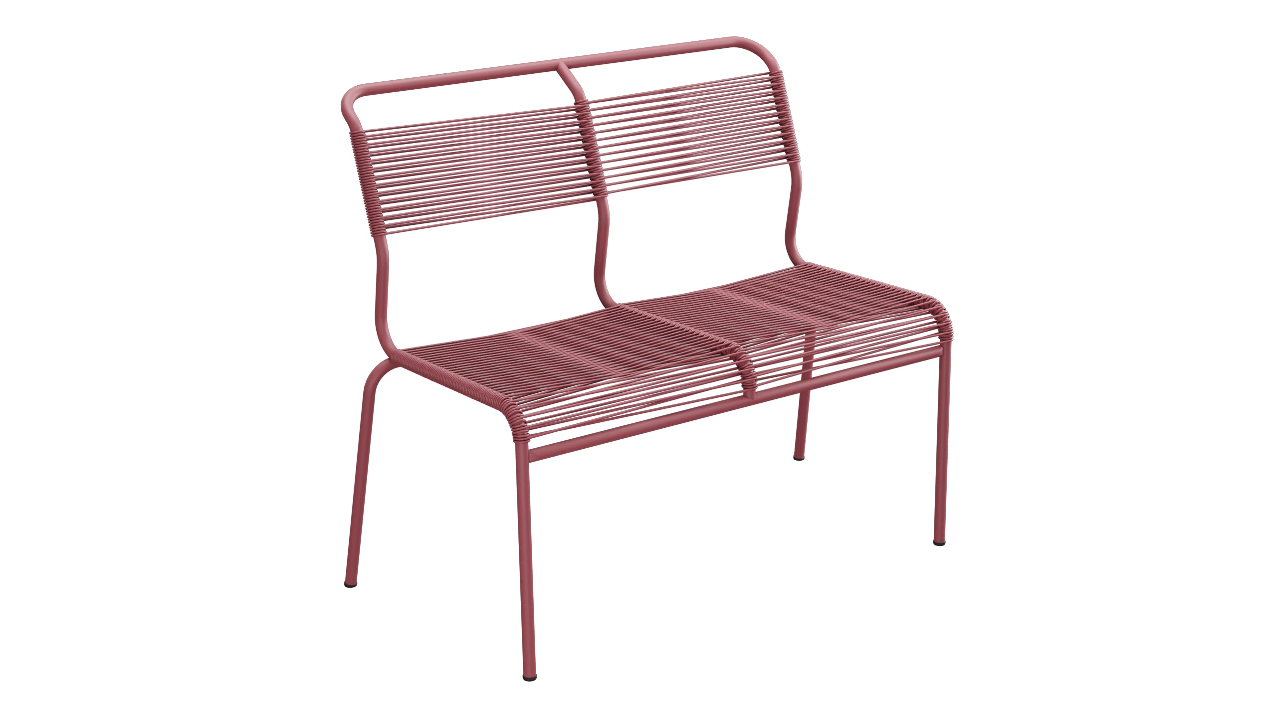 Säntis Spaghetti-2er Gartenbank ohne Armlehne in Bordeaux präsentiert im Onlineshop von KAQTU Design AG. Gartenbank ist von Schaffner