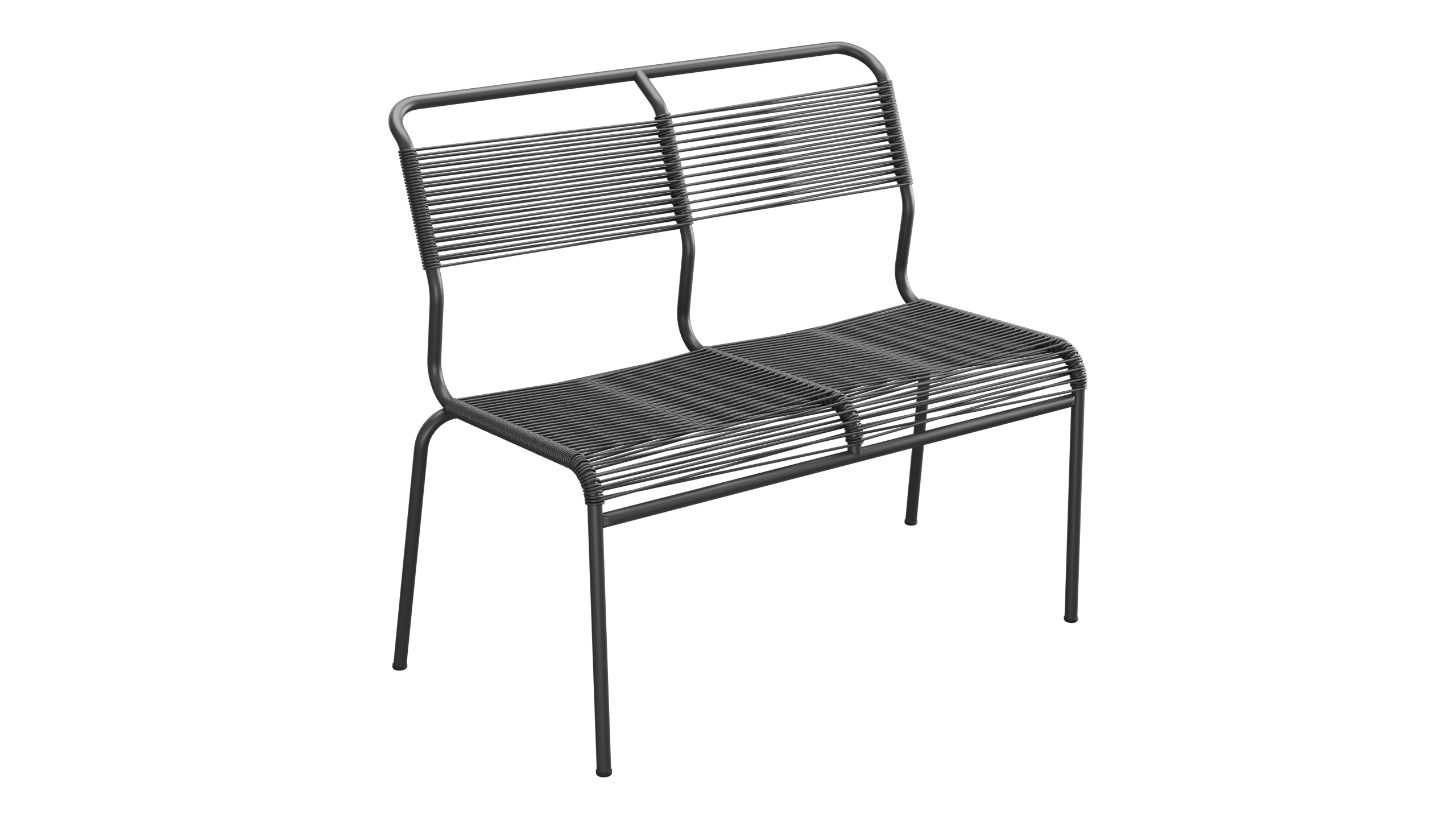 Säntis Spaghetti-2er Gartenbank ohne Armlehne in Anthrazit präsentiert im Onlineshop von KAQTU Design AG. Gartenbank ist von Schaffner