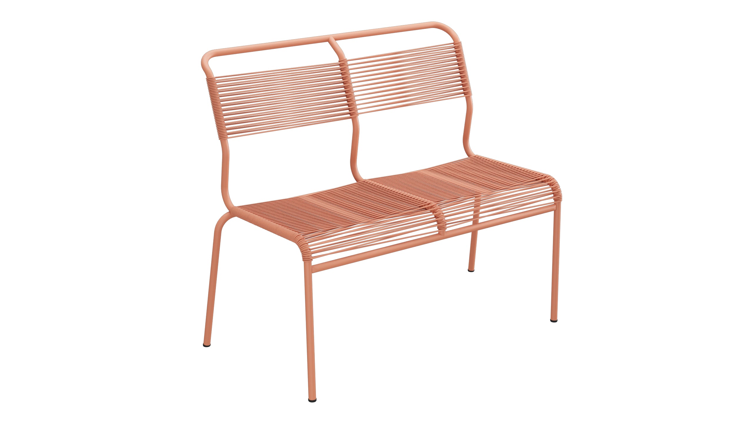 Säntis Spaghetti-2er Gartenbank ohne Armlehne in Pastellterracotta präsentiert im Onlineshop von KAQTU Design AG. Gartenbank ist von Schaffner