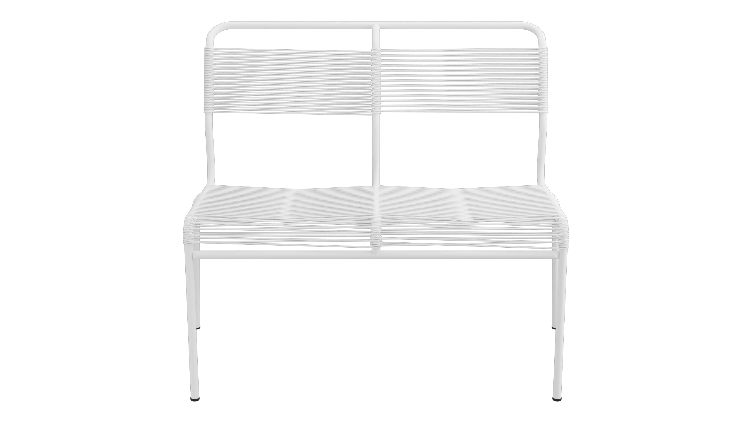 Säntis Spaghetti-2er Gartenbank ohne Armlehne in Weiss präsentiert im Onlineshop von KAQTU Design AG. Gartenbank ist von Schaffner