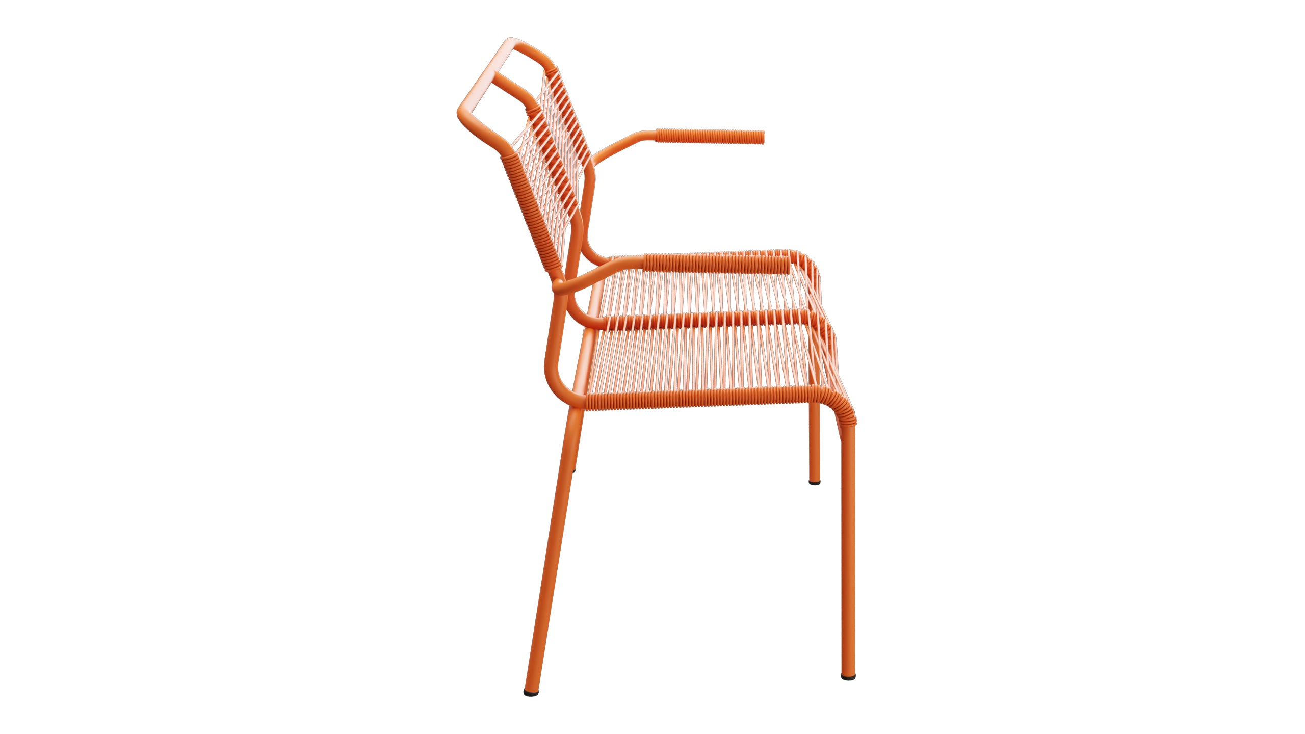 Säntis Spaghetti-2er Gartenbank mit Armlehne in Orange präsentiert im Onlineshop von KAQTU Design AG. Gartenbank ist von Schaffner