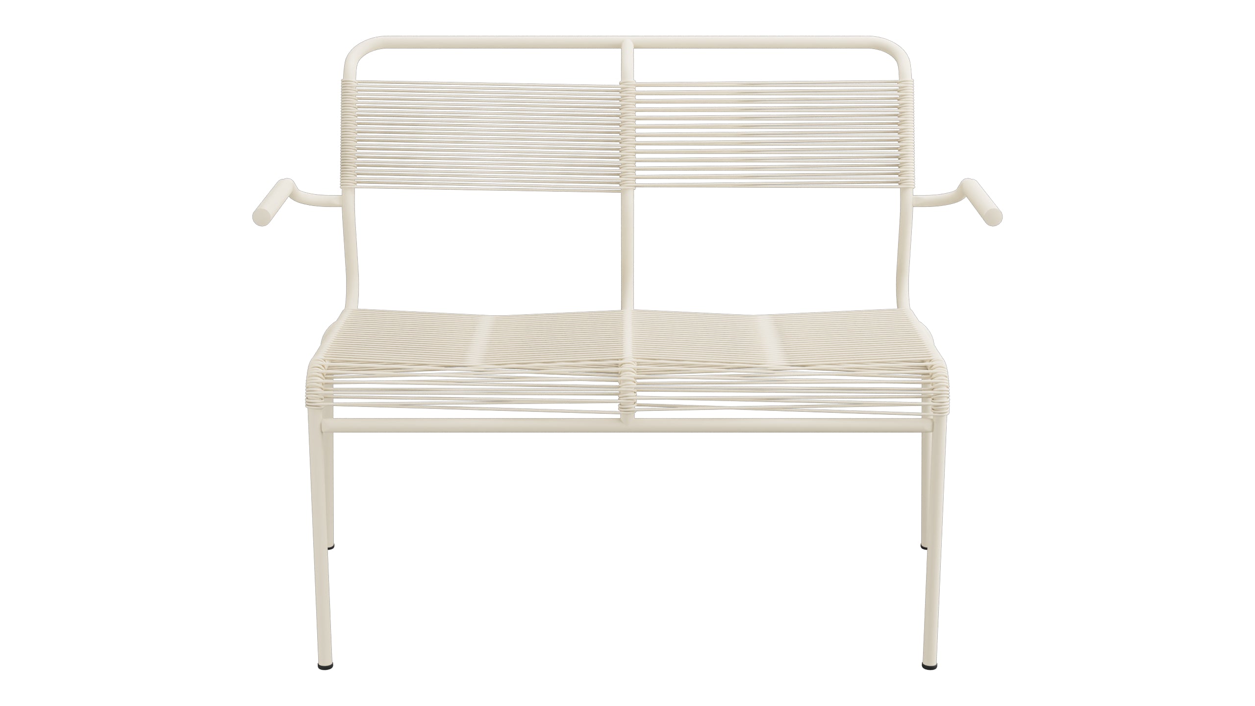 Säntis Spaghetti-2er Gartenbank mit Armlehne in Pastellsand präsentiert im Onlineshop von KAQTU Design AG. Gartenbank ist von Schaffner