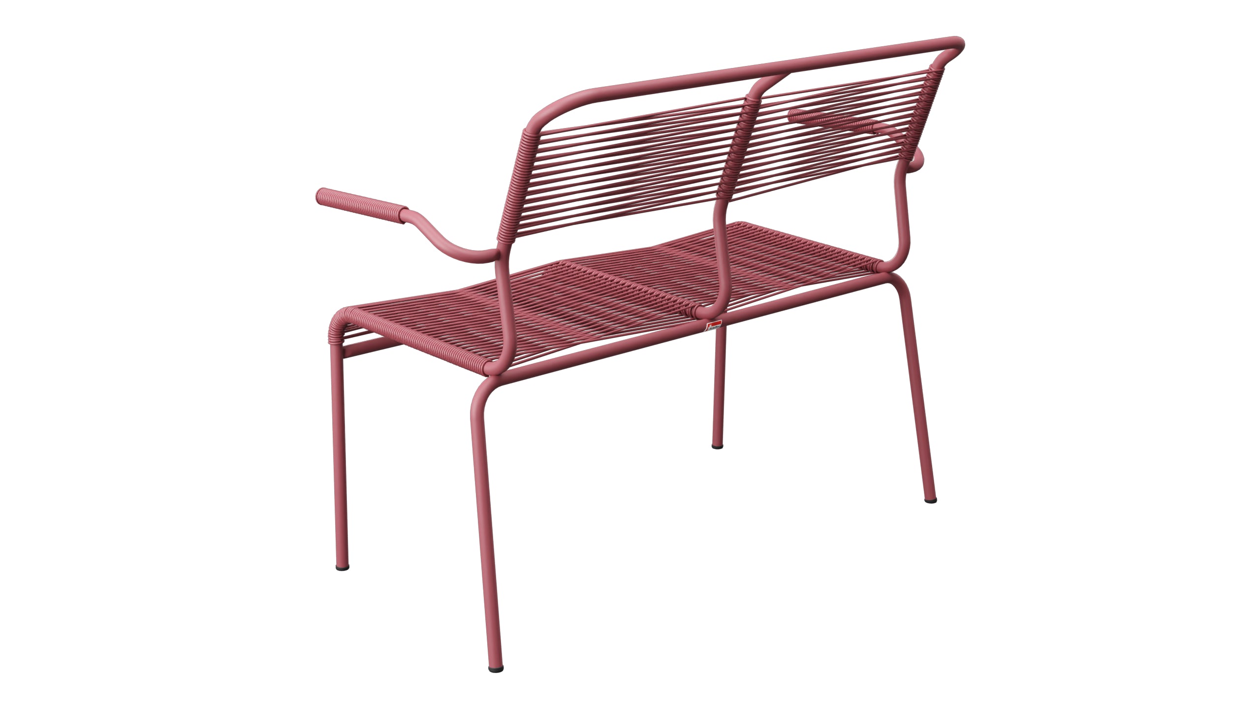 Säntis Spaghetti-2er Gartenbank mit Armlehne in Bordeaux präsentiert im Onlineshop von KAQTU Design AG. Gartenbank ist von Schaffner