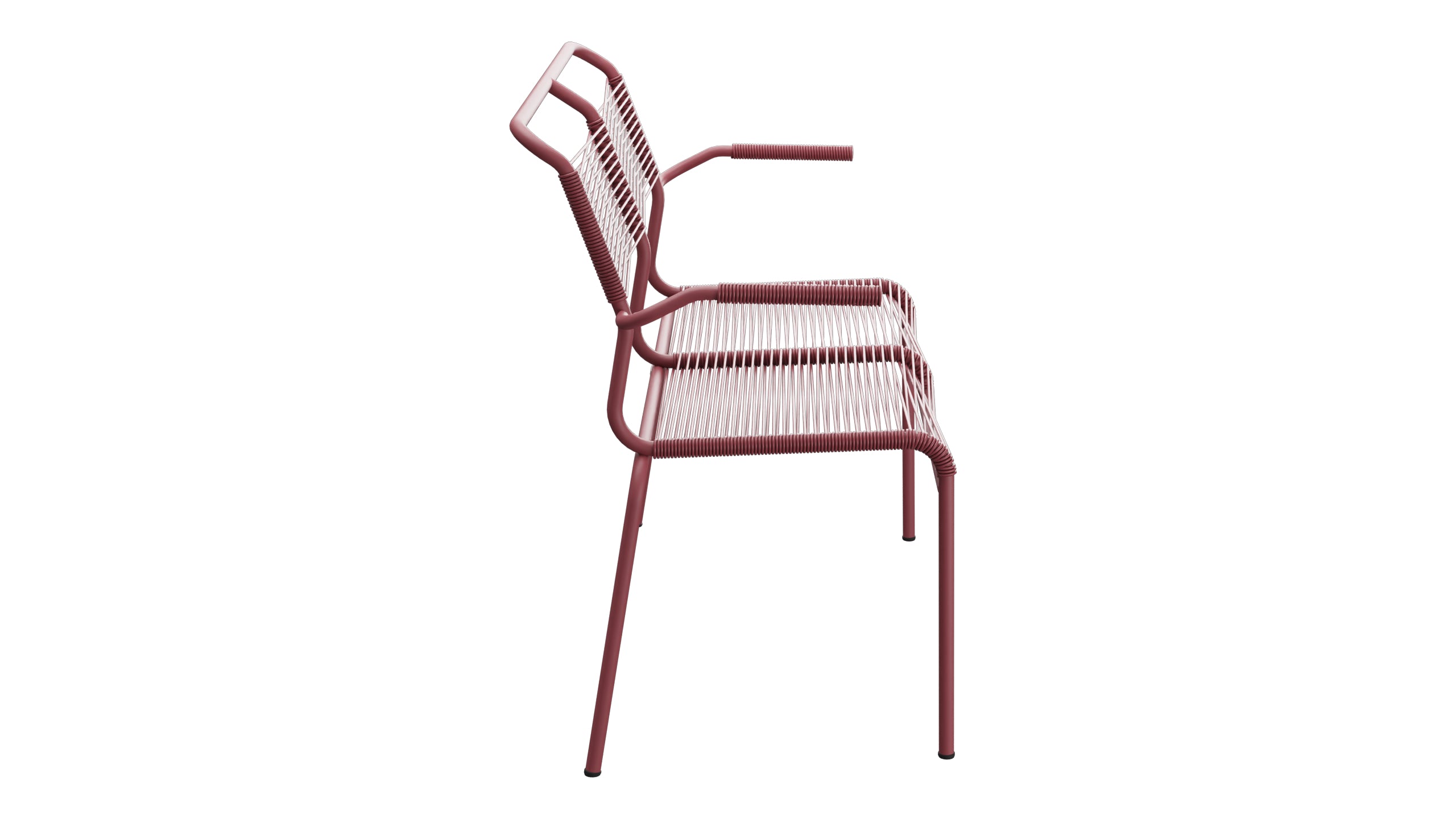 Säntis Spaghetti-2er Gartenbank mit Armlehne in Bordeaux präsentiert im Onlineshop von KAQTU Design AG. Gartenbank ist von Schaffner
