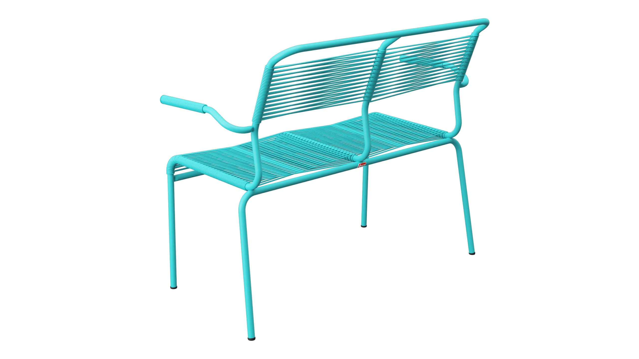 Säntis Spaghetti-2er Gartenbank mit Armlehne in Türkis präsentiert im Onlineshop von KAQTU Design AG. Gartenbank ist von Schaffner