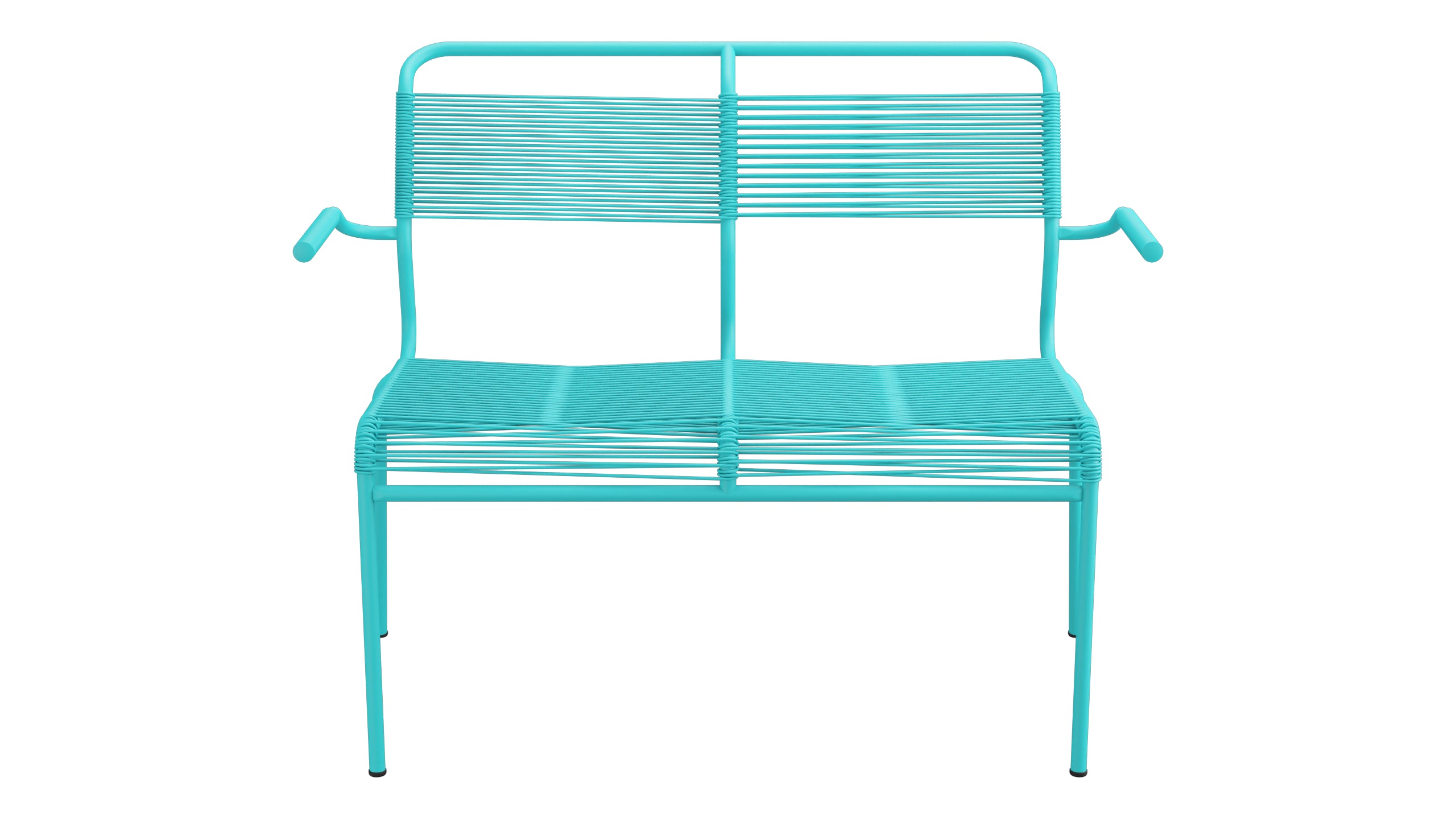Säntis Spaghetti-2er Gartenbank mit Armlehne in Türkis präsentiert im Onlineshop von KAQTU Design AG. Gartenbank ist von Schaffner