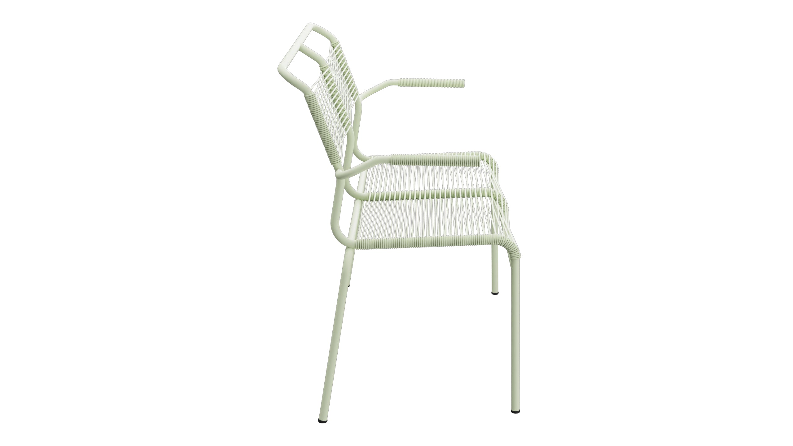 Säntis Spaghetti-2er Gartenbank mit Armlehne in Pastellgrün präsentiert im Onlineshop von KAQTU Design AG. Gartenbank ist von Schaffner