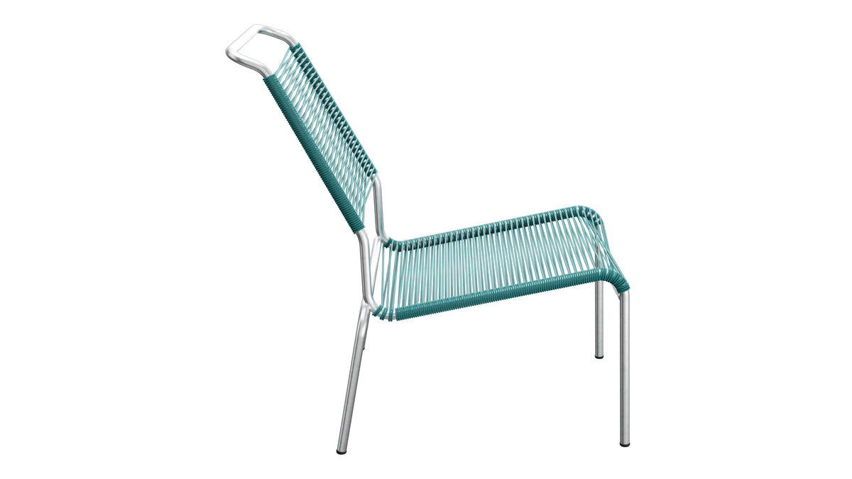 Säntis Spaghetti-Lounger ohne Armlehne Hochlehner in Kaliblau präsentiert im Onlineshop von KAQTU Design AG. Outdoor-Sessel ist von Schaffner