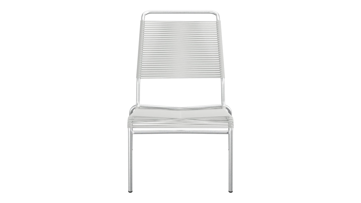 Säntis Spaghetti-Lounger ohne Armlehne Hochlehner in Alusilber präsentiert im Onlineshop von KAQTU Design AG. Outdoor-Sessel ist von Schaffner