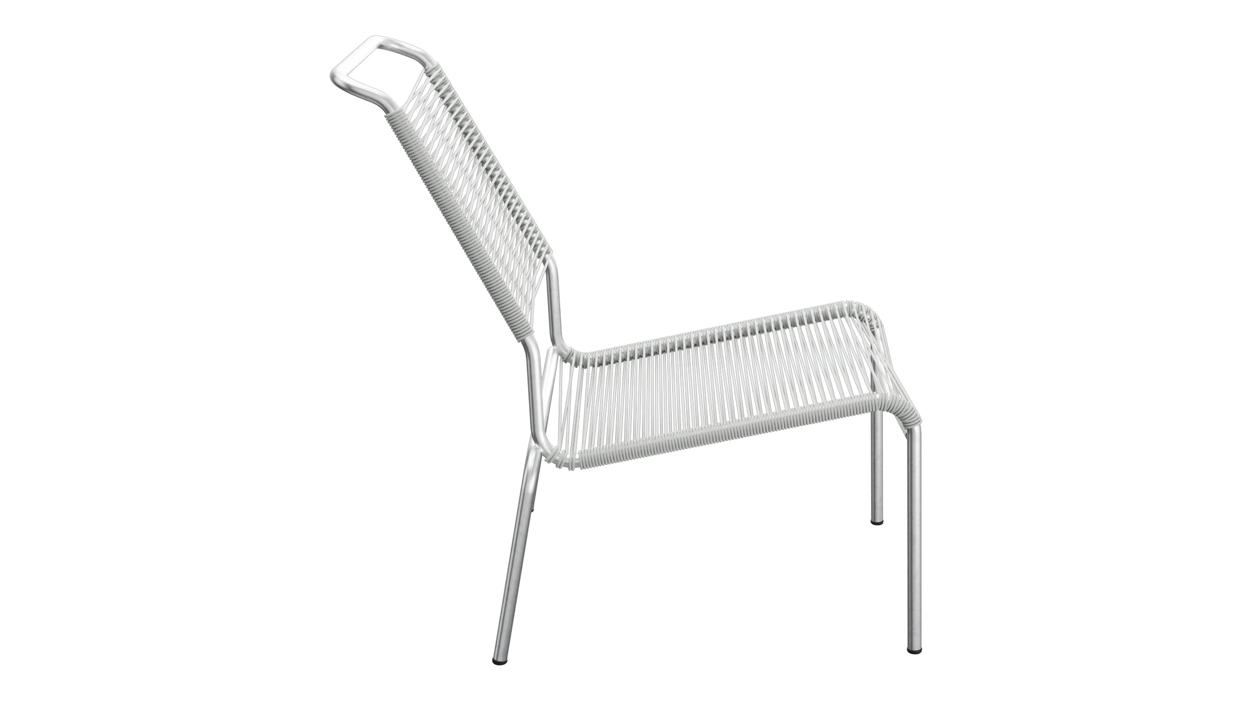 Säntis Spaghetti-Lounger ohne Armlehne Hochlehner in Alusilber präsentiert im Onlineshop von KAQTU Design AG. Outdoor-Sessel ist von Schaffner