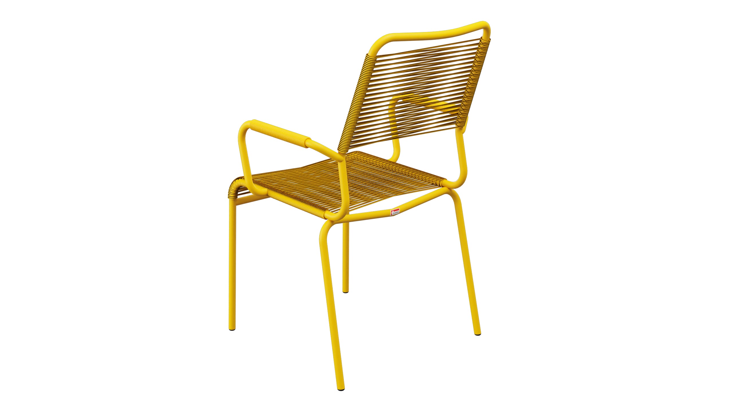 Rigi Spaghetti-Gartenstuhl mit Armlehne Comfort in Gelb präsentiert im Onlineshop von KAQTU Design AG. Gartenstuhl mit Armlehnen ist von Schaffner