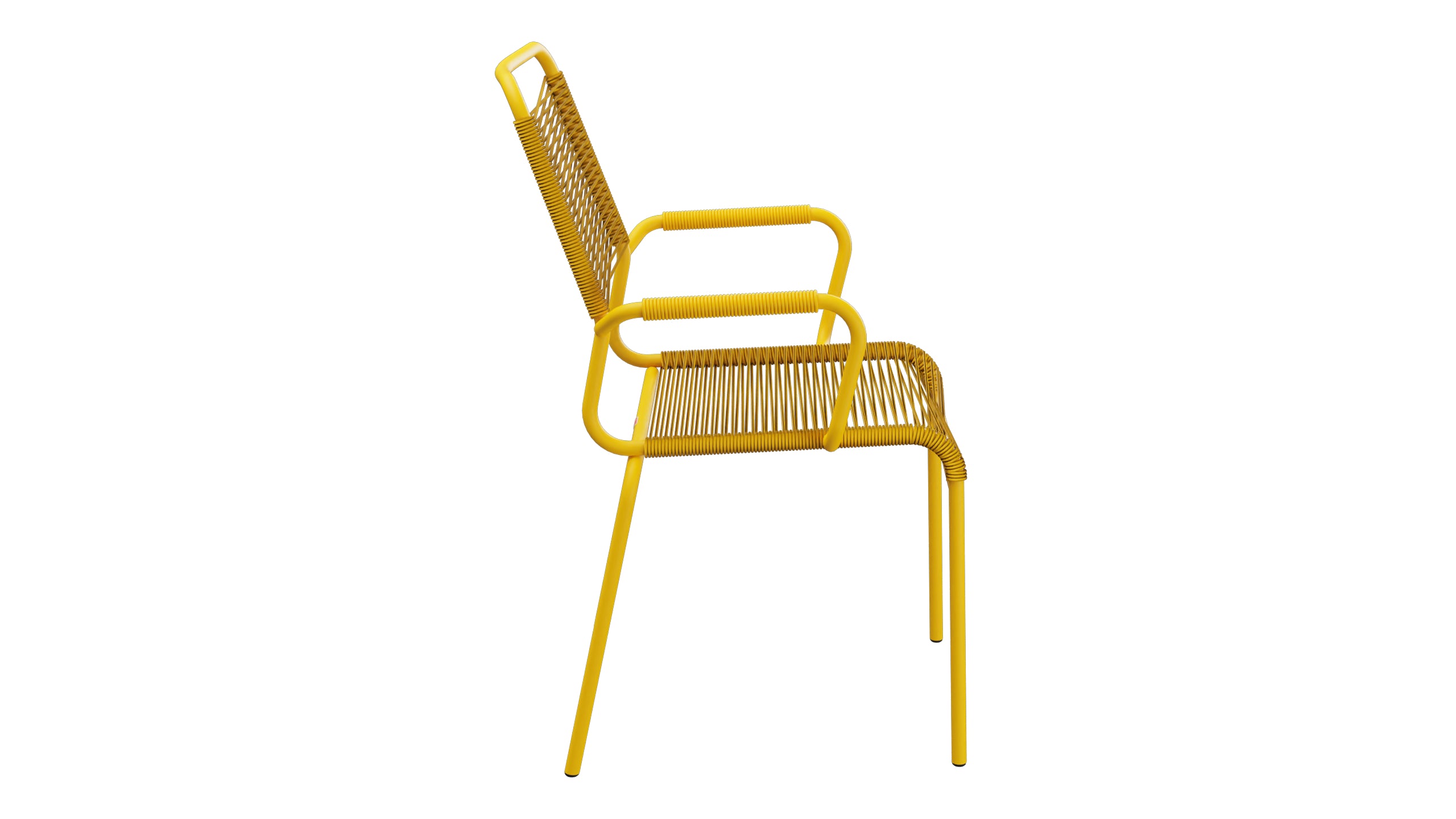 Rigi Spaghetti-Gartenstuhl mit Armlehne Comfort in Gelb präsentiert im Onlineshop von KAQTU Design AG. Gartenstuhl mit Armlehnen ist von Schaffner