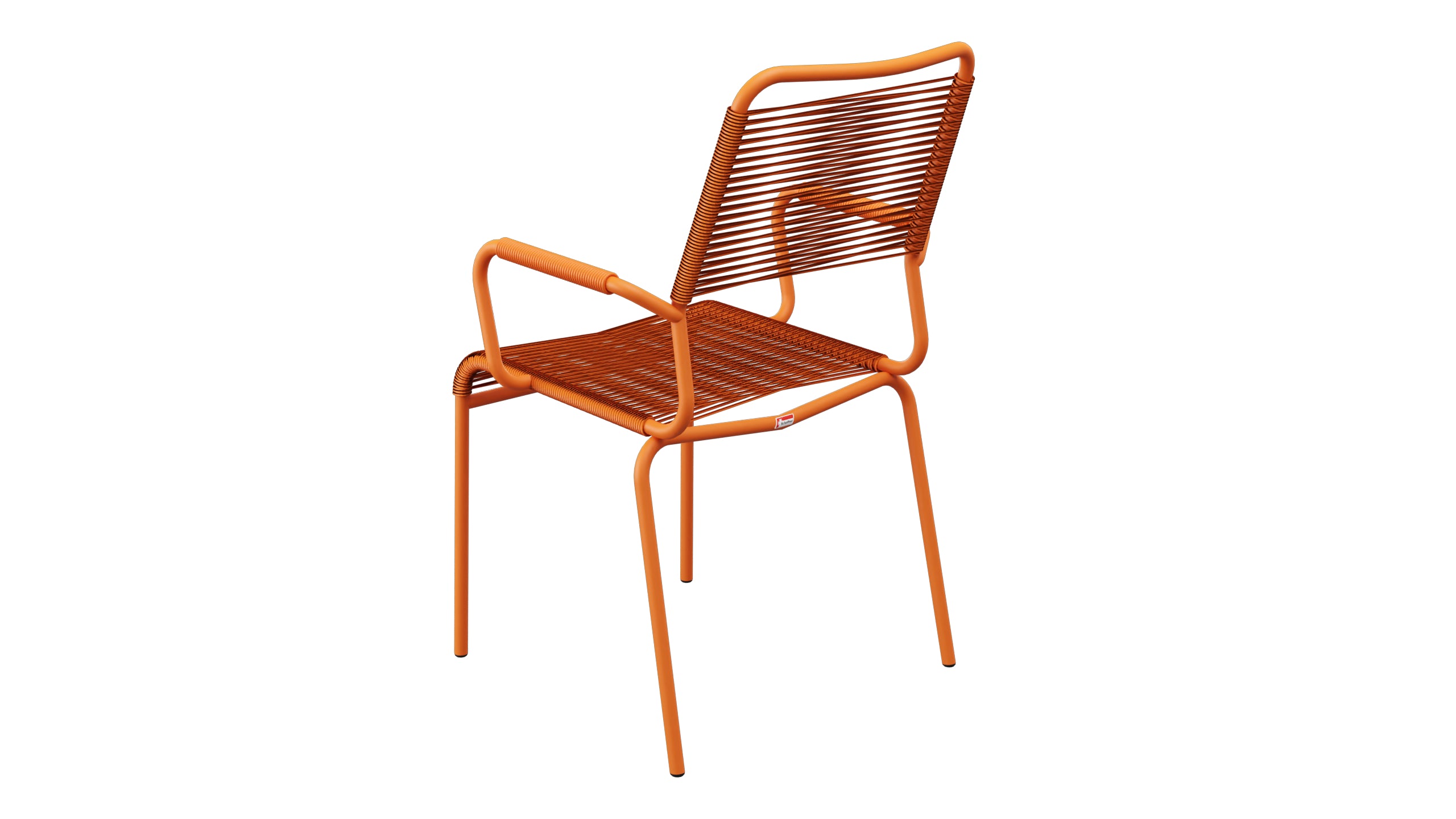 Rigi Spaghetti-Gartenstuhl mit Armlehne Comfort in Orange präsentiert im Onlineshop von KAQTU Design AG. Gartenstuhl mit Armlehnen ist von Schaffner