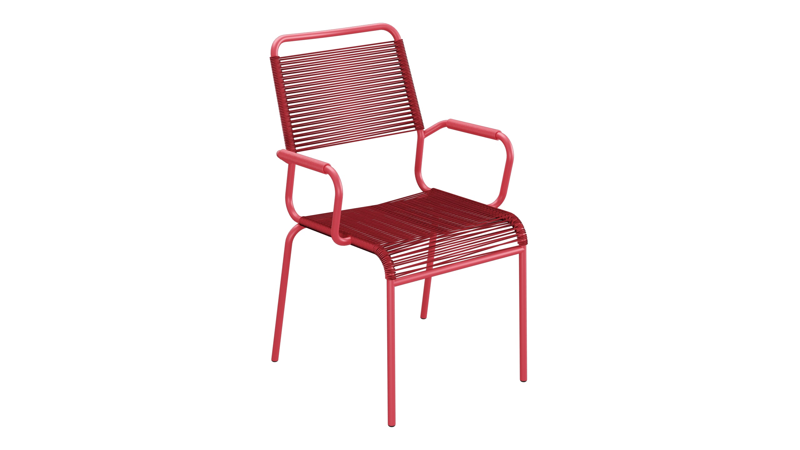 Rigi Spaghetti-Gartenstuhl mit Armlehne Comfort in Ahornrot präsentiert im Onlineshop von KAQTU Design AG. Gartenstuhl mit Armlehnen ist von Schaffner