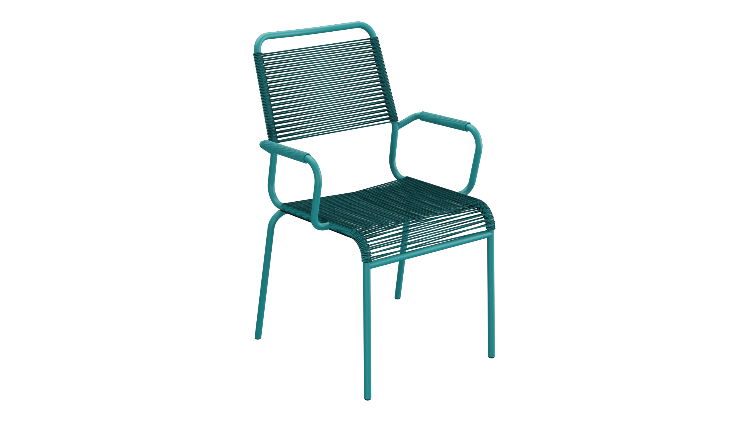 Rigi Spaghetti-Gartenstuhl mit Armlehne Comfort in Kaliblau präsentiert im Onlineshop von KAQTU Design AG. Gartenstuhl mit Armlehnen ist von Schaffner