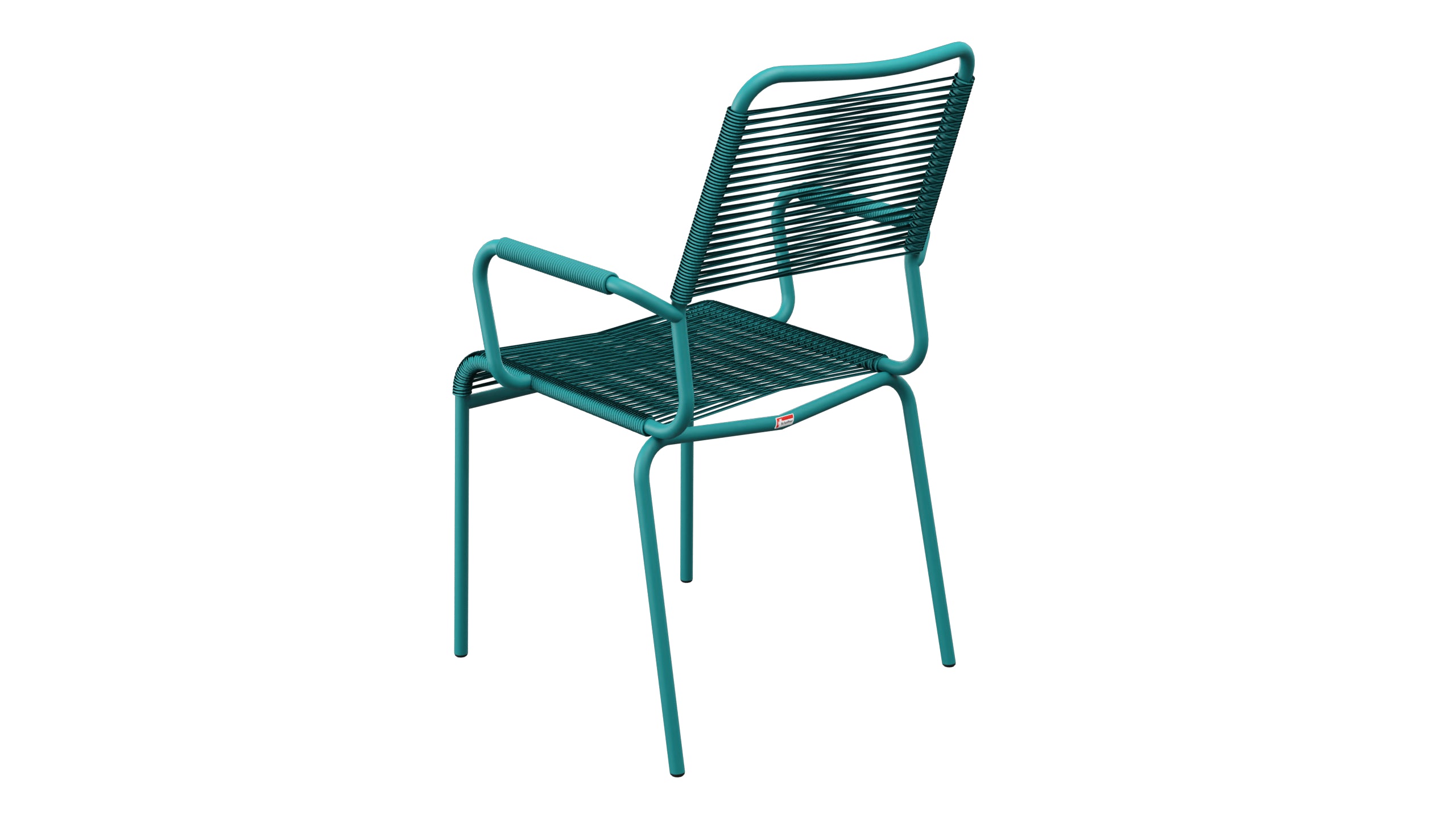 Rigi Spaghetti-Gartenstuhl mit Armlehne Comfort in Kaliblau präsentiert im Onlineshop von KAQTU Design AG. Gartenstuhl mit Armlehnen ist von Schaffner