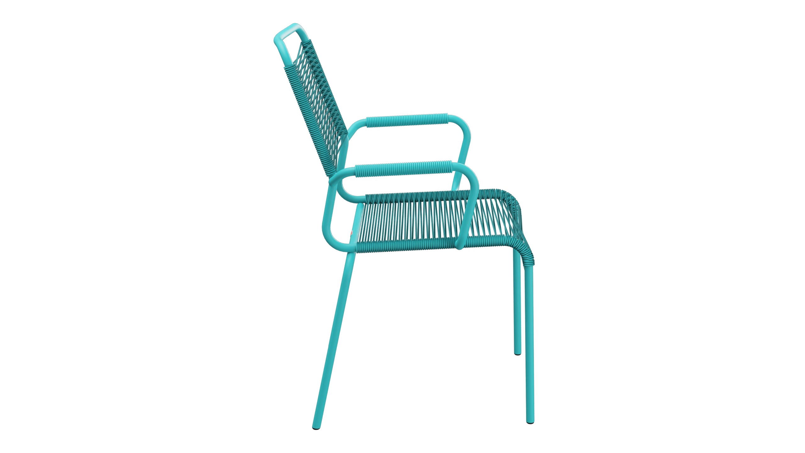 Rigi Spaghetti-Gartenstuhl mit Armlehne Comfort in Türkis präsentiert im Onlineshop von KAQTU Design AG. Gartenstuhl mit Armlehnen ist von Schaffner