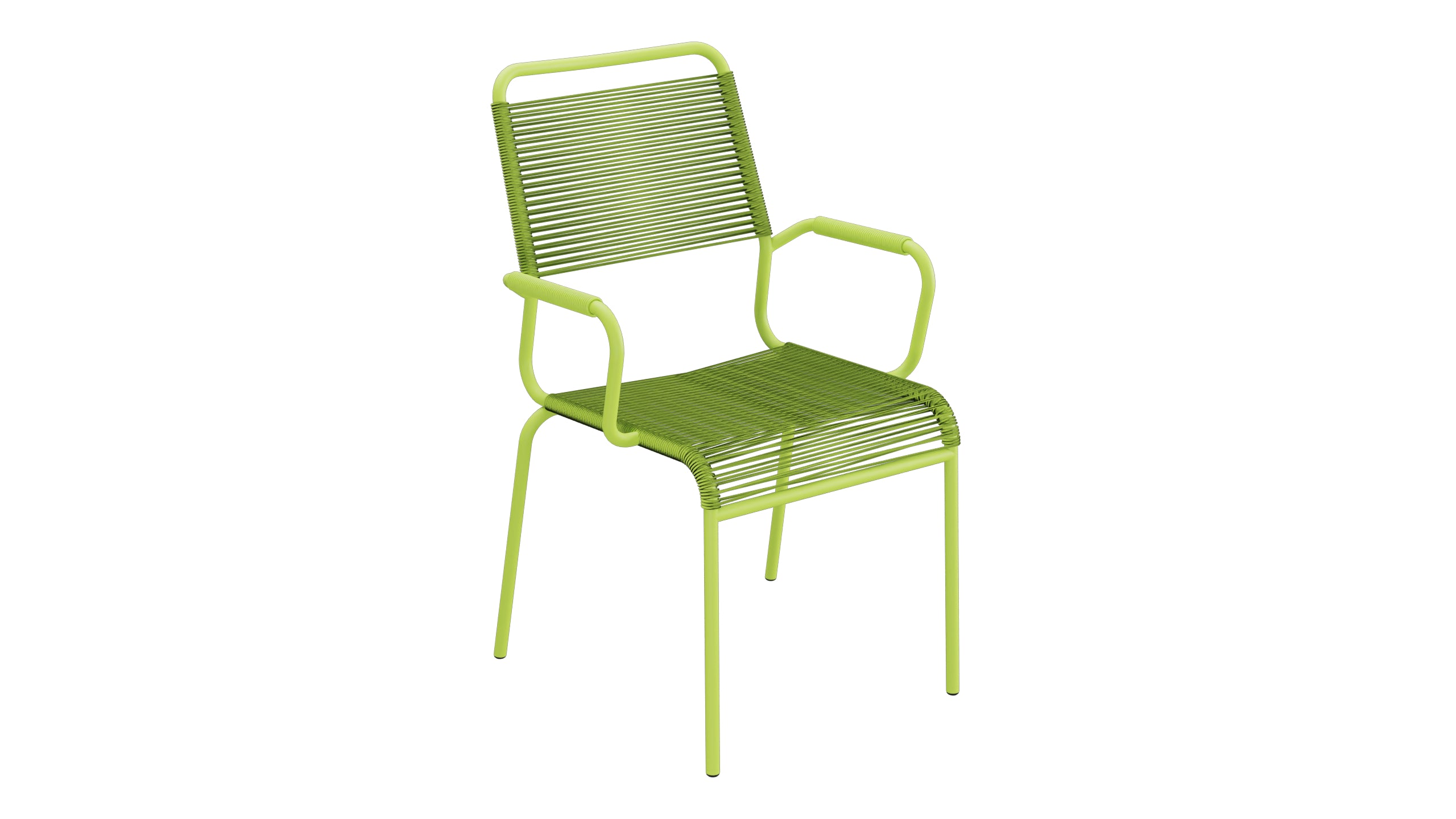 Rigi Spaghetti-Gartenstuhl mit Armlehne Comfort in Hellgrün präsentiert im Onlineshop von KAQTU Design AG. Gartenstuhl mit Armlehnen ist von Schaffner