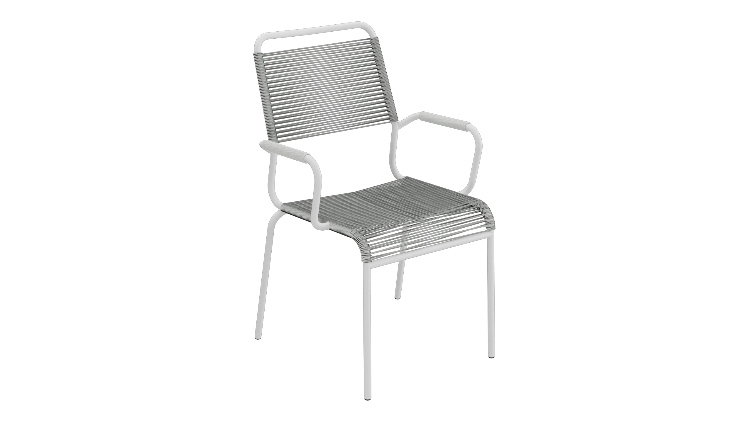 Rigi Spaghetti-Gartenstuhl mit Armlehne Comfort in Alusilber präsentiert im Onlineshop von KAQTU Design AG. Gartenstuhl mit Armlehnen ist von Schaffner