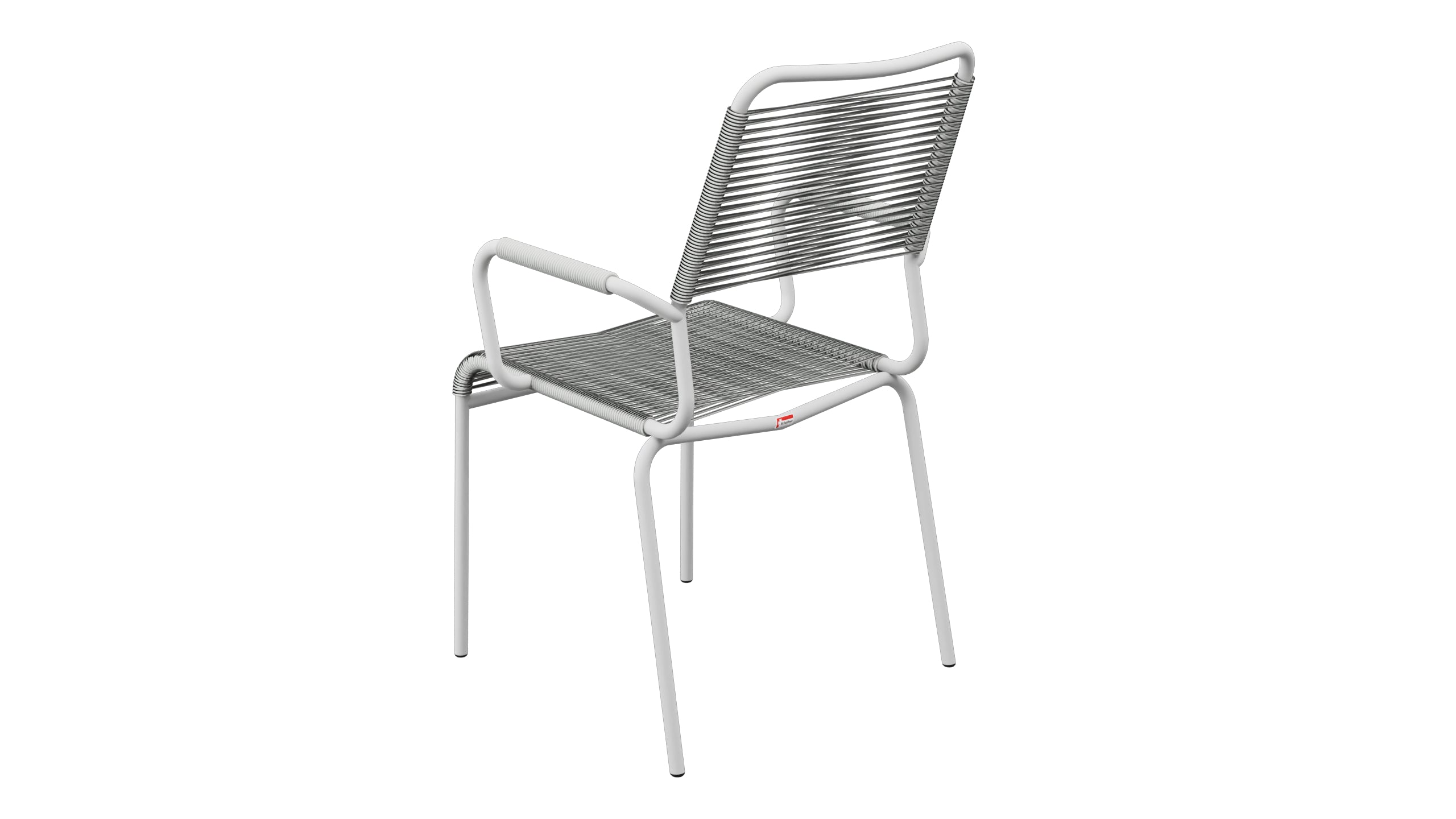 Rigi Spaghetti-Gartenstuhl mit Armlehne Comfort in Alusilber präsentiert im Onlineshop von KAQTU Design AG. Gartenstuhl mit Armlehnen ist von Schaffner