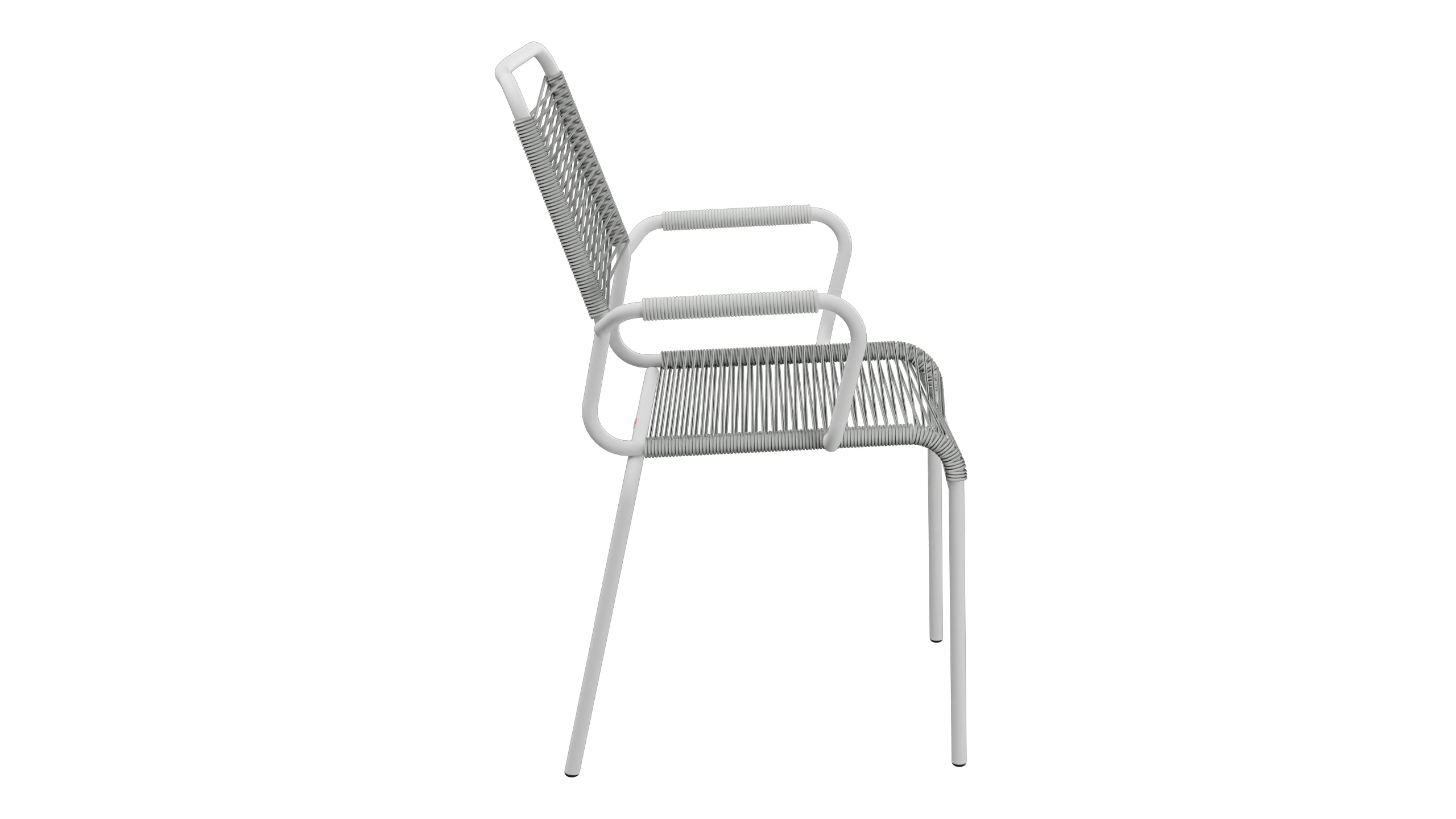Rigi Spaghetti-Gartenstuhl mit Armlehne Comfort in Alusilber präsentiert im Onlineshop von KAQTU Design AG. Gartenstuhl mit Armlehnen ist von Schaffner