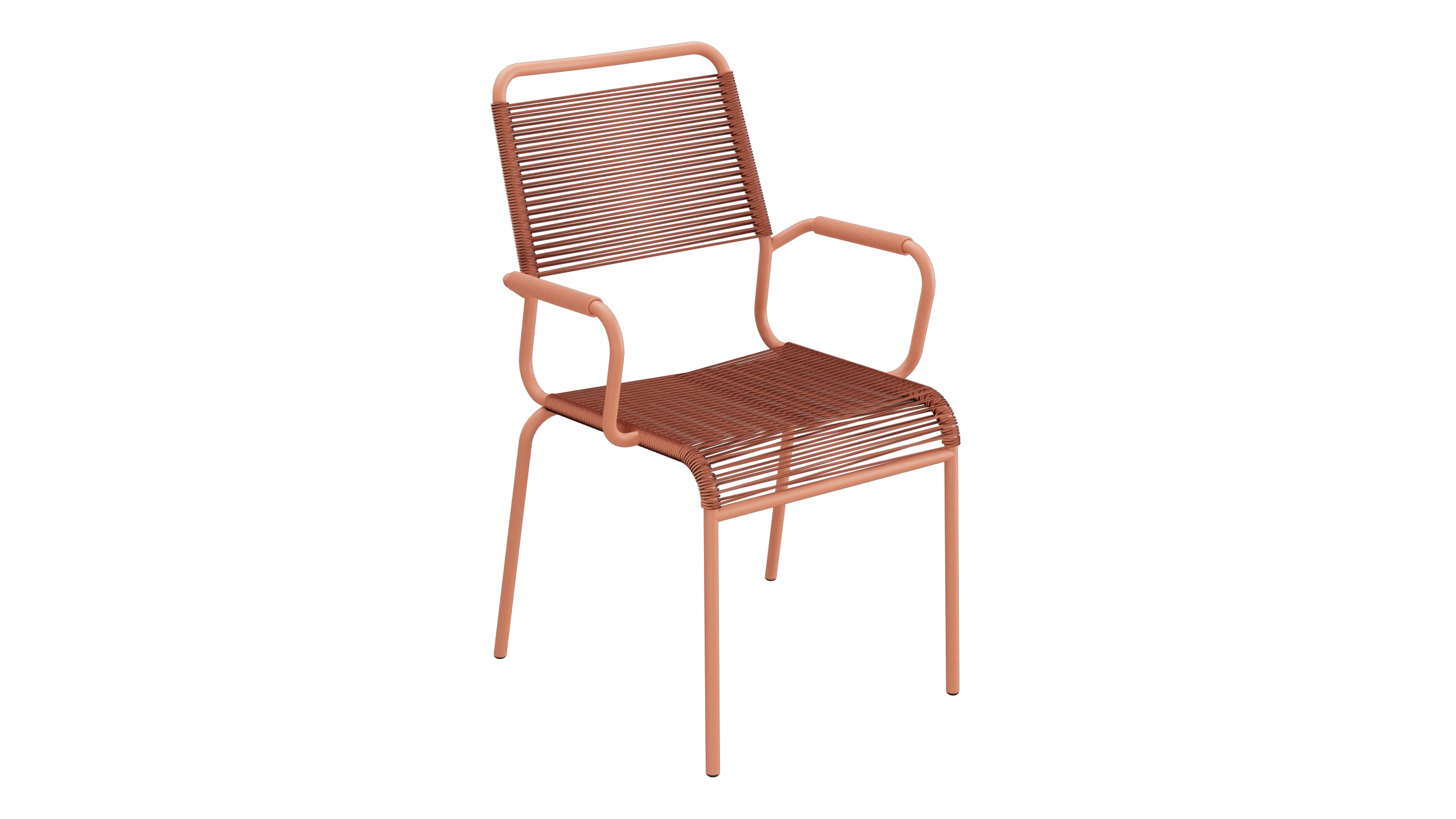 Rigi Spaghetti-Gartenstuhl mit Armlehne Comfort in Pastellterracotta präsentiert im Onlineshop von KAQTU Design AG. Gartenstuhl mit Armlehnen ist von Schaffner