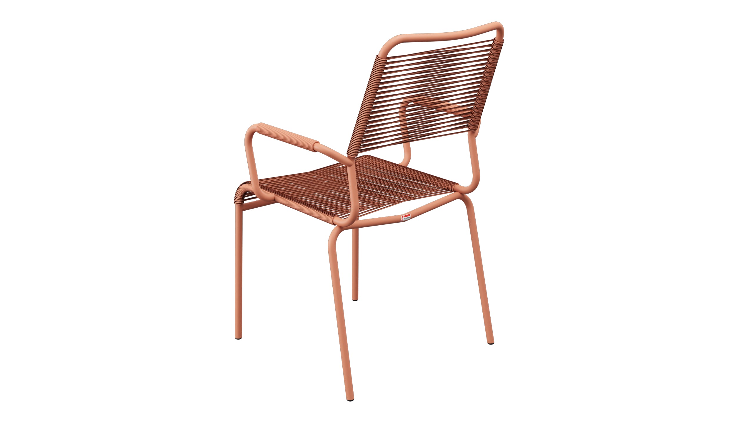 Rigi Spaghetti-Gartenstuhl mit Armlehne Comfort in Pastellterracotta präsentiert im Onlineshop von KAQTU Design AG. Gartenstuhl mit Armlehnen ist von Schaffner