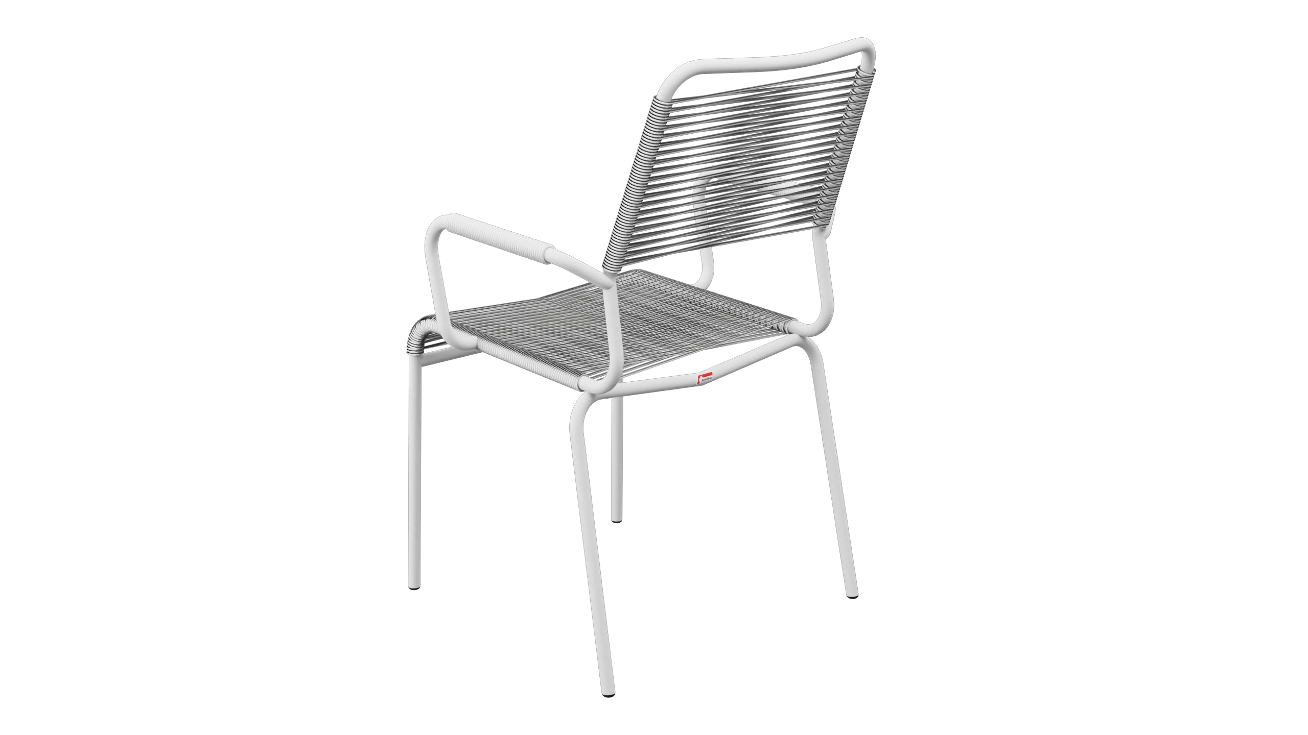 Rigi Spaghetti-Gartenstuhl mit Armlehne Comfort in Weiss präsentiert im Onlineshop von KAQTU Design AG. Gartenstuhl mit Armlehnen ist von Schaffner