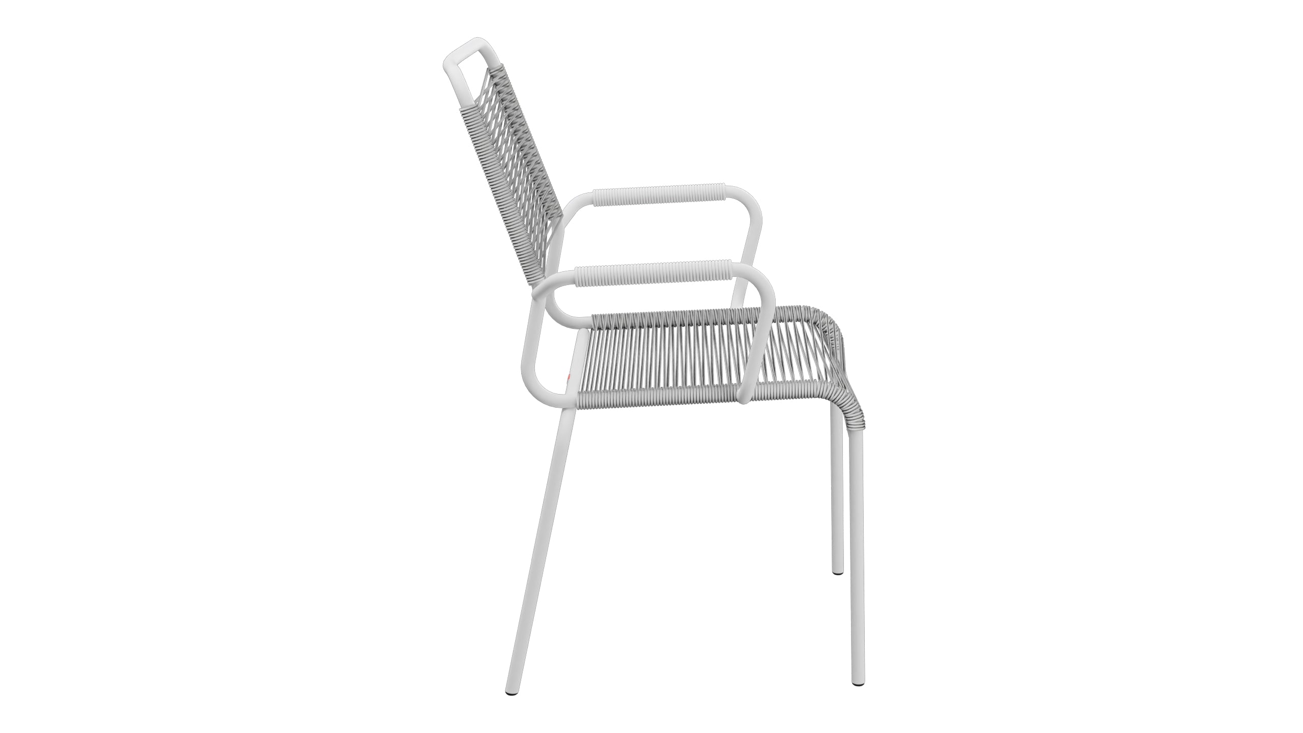 Rigi Spaghetti-Gartenstuhl mit Armlehne Comfort in Weiss präsentiert im Onlineshop von KAQTU Design AG. Gartenstuhl mit Armlehnen ist von Schaffner