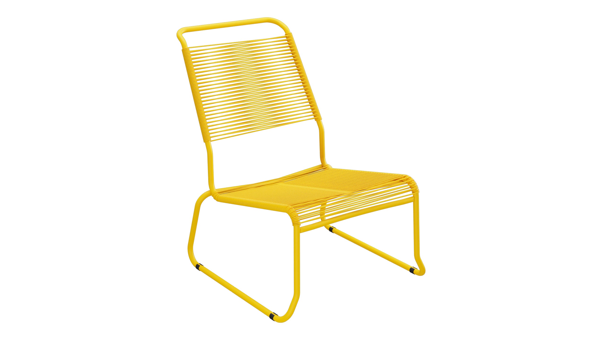 Säntis Spaghetti-Lounger ohne Armlehne Hochlehner Kufen in Gelb präsentiert im Onlineshop von KAQTU Design AG. Outdoor-Sessel ist von Schaffner