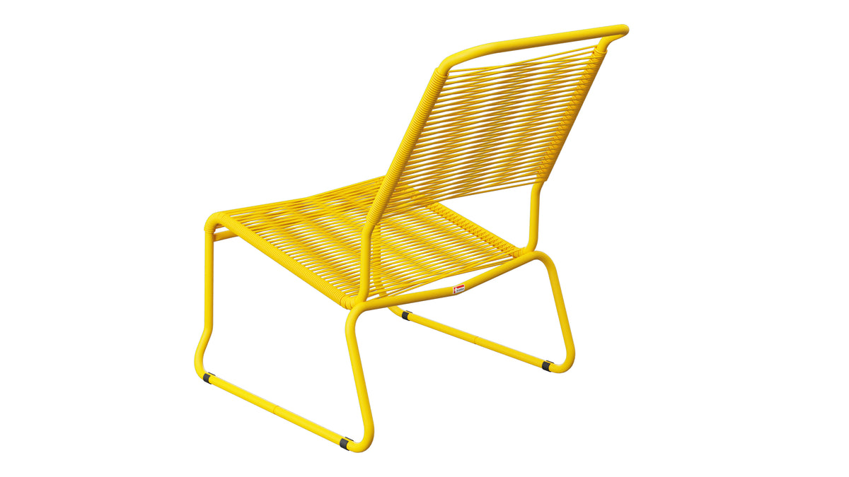 Säntis Spaghetti-Lounger ohne Armlehne Hochlehner Kufen in Gelb präsentiert im Onlineshop von KAQTU Design AG. Outdoor-Sessel ist von Schaffner