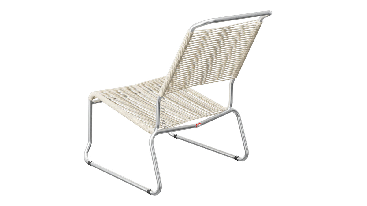 Säntis Spaghetti-Lounger ohne Armlehne Hochlehner Kufen in Pastellsand präsentiert im Onlineshop von KAQTU Design AG. Outdoor-Sessel ist von Schaffner