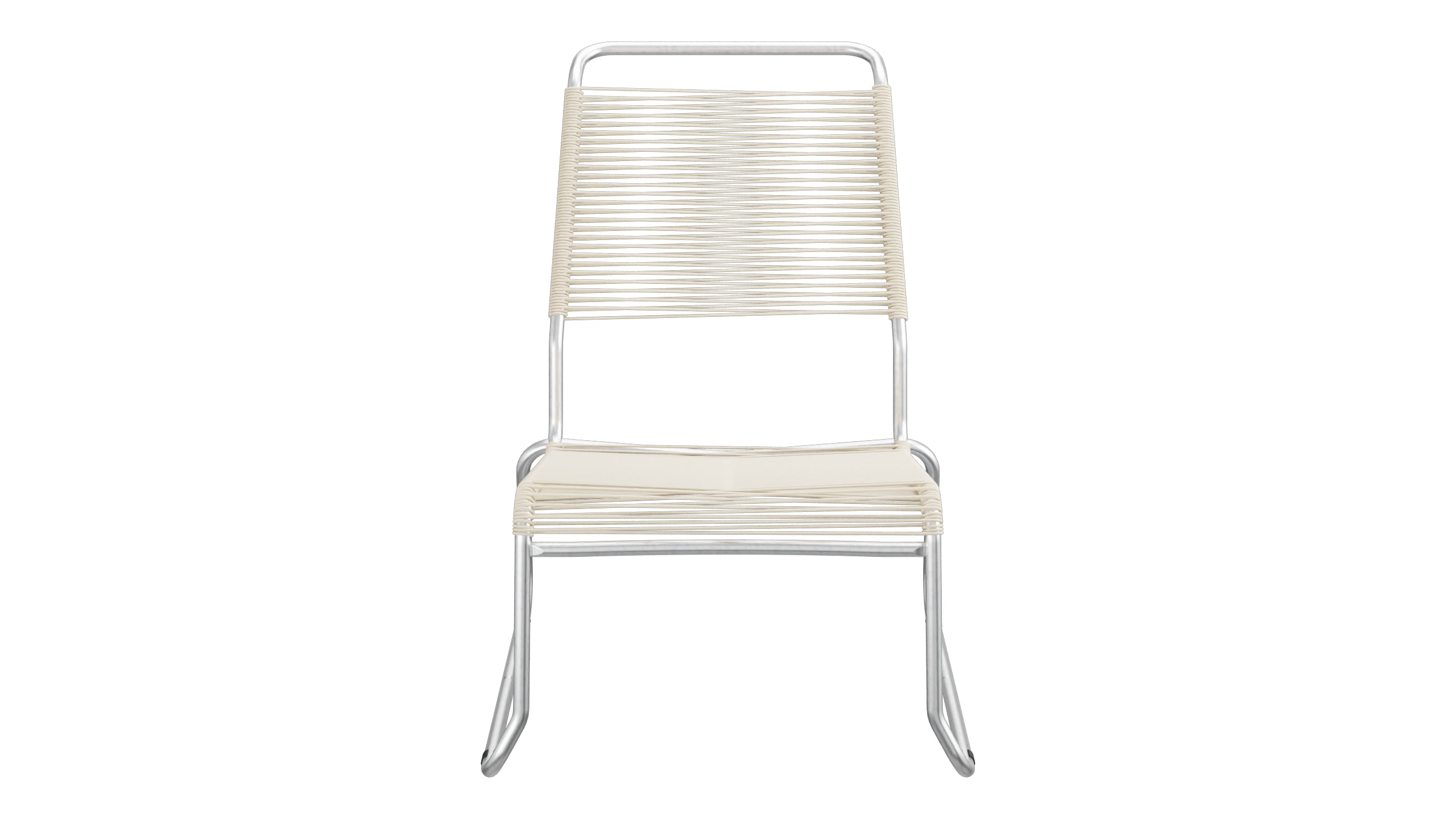 Säntis Spaghetti-Lounger ohne Armlehne Hochlehner Kufen in Pastellsand präsentiert im Onlineshop von KAQTU Design AG. Outdoor-Sessel ist von Schaffner