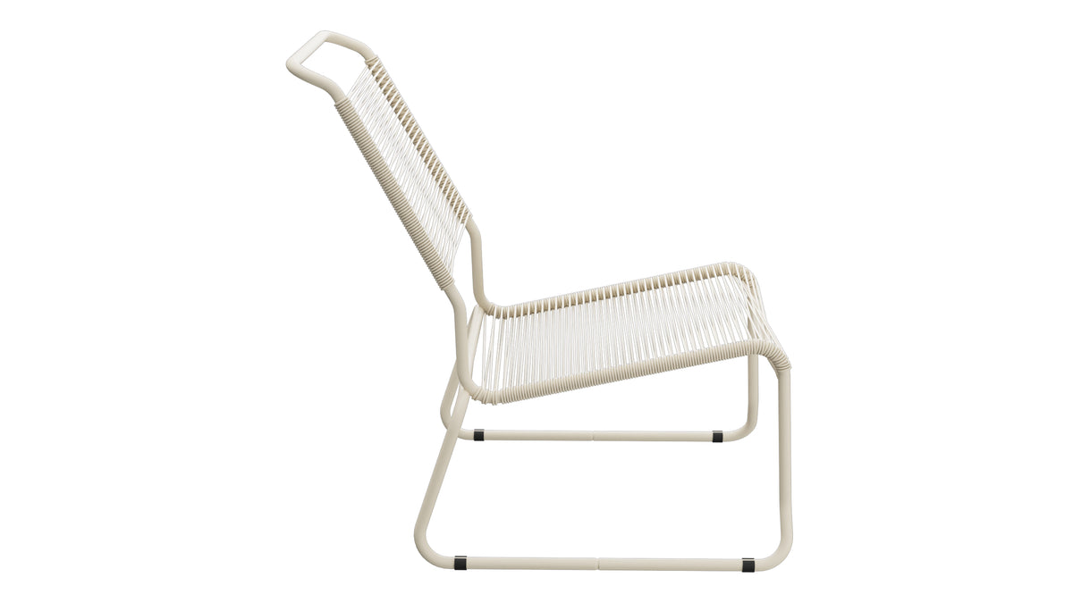 Säntis Spaghetti-Lounger ohne Armlehne Hochlehner Kufen in Pastellsand präsentiert im Onlineshop von KAQTU Design AG. Outdoor-Sessel ist von Schaffner