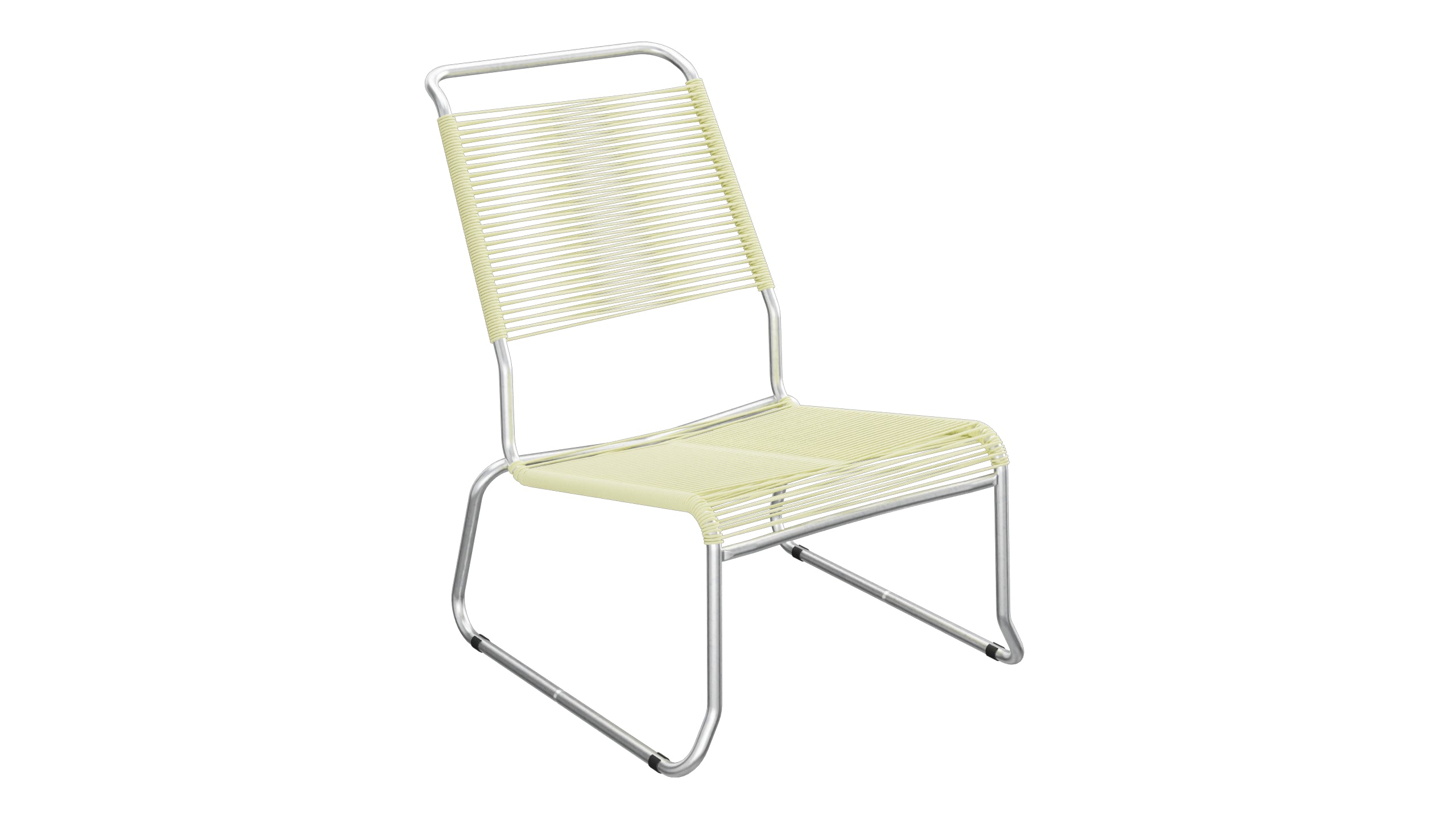 Chaise longue spaghetti Säntis sans accoudoirs, patins à dossier haut