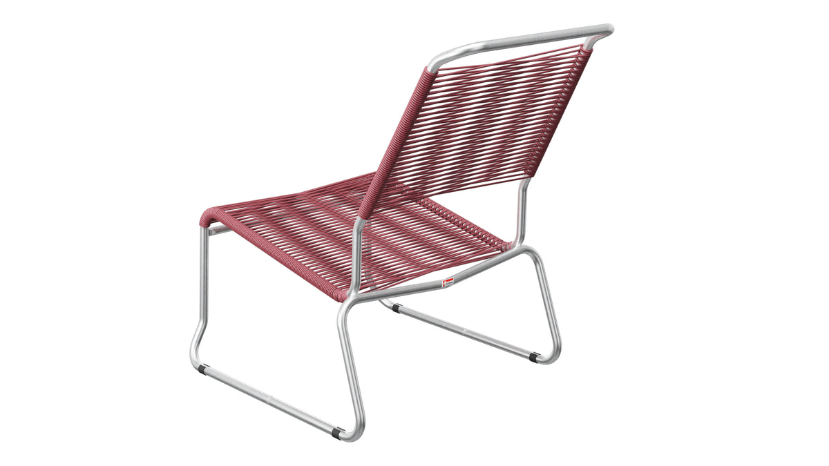 Säntis Spaghetti-Lounger ohne Armlehne Hochlehner Kufen in Bordeaux präsentiert im Onlineshop von KAQTU Design AG. Outdoor-Sessel ist von Schaffner
