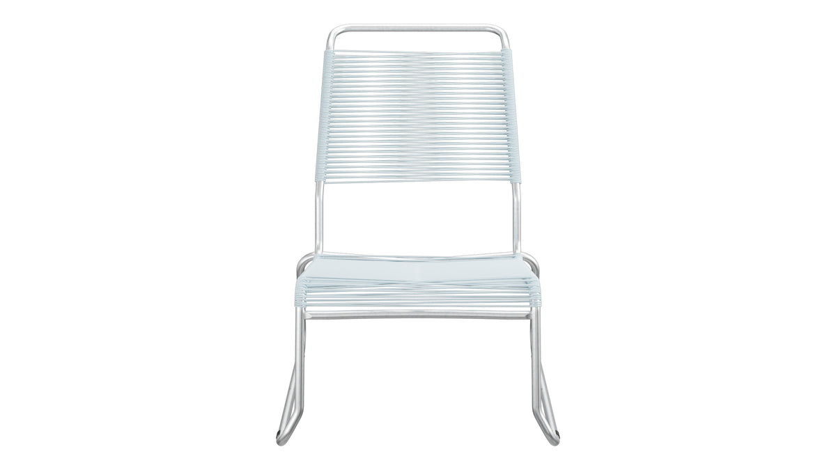 Säntis Spaghetti-Lounger ohne Armlehne Hochlehner Kufen in Pastellblau präsentiert im Onlineshop von KAQTU Design AG. Outdoor-Sessel ist von Schaffner