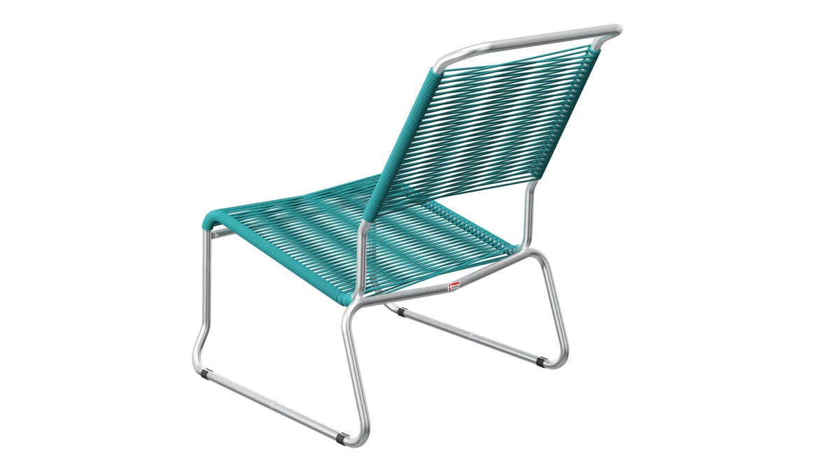 Säntis Spaghetti-Lounger ohne Armlehne Hochlehner Kufen in Kaliblau präsentiert im Onlineshop von KAQTU Design AG. Outdoor-Sessel ist von Schaffner