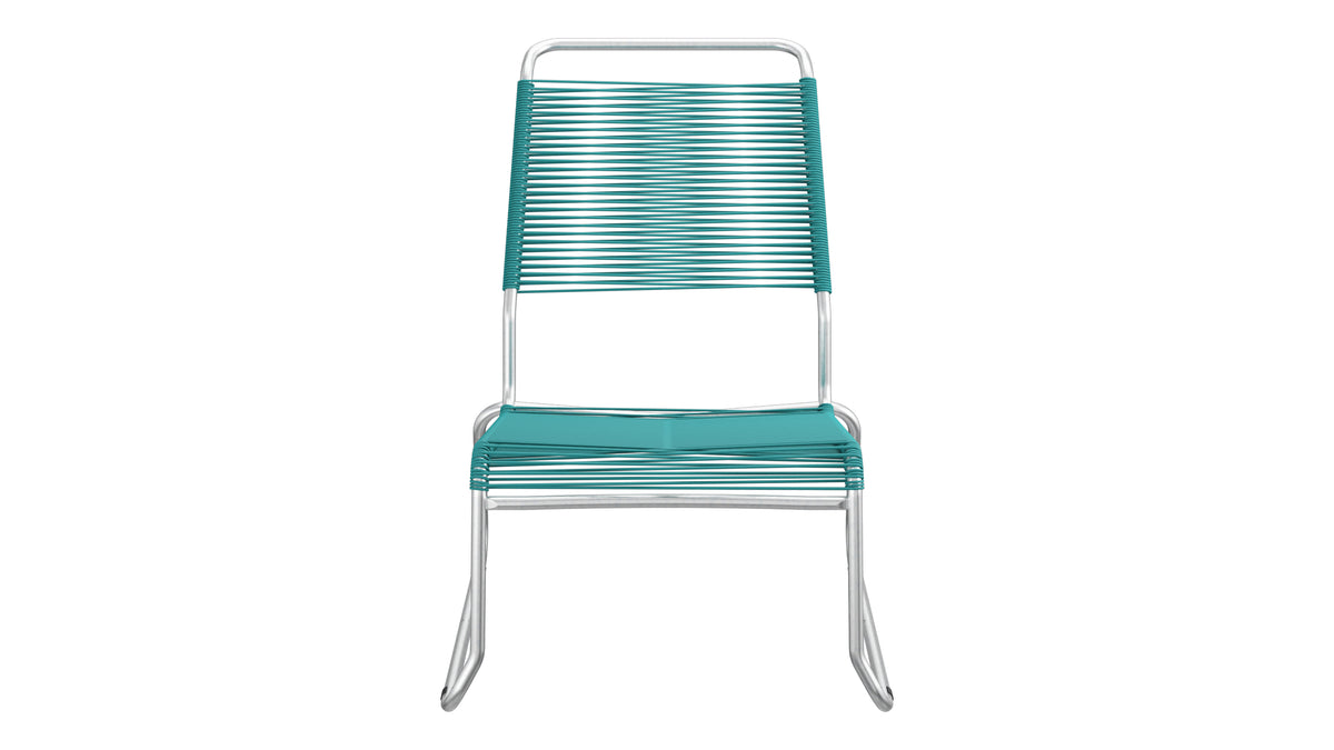 Säntis Spaghetti-Lounger ohne Armlehne Hochlehner Kufen in Kaliblau präsentiert im Onlineshop von KAQTU Design AG. Outdoor-Sessel ist von Schaffner