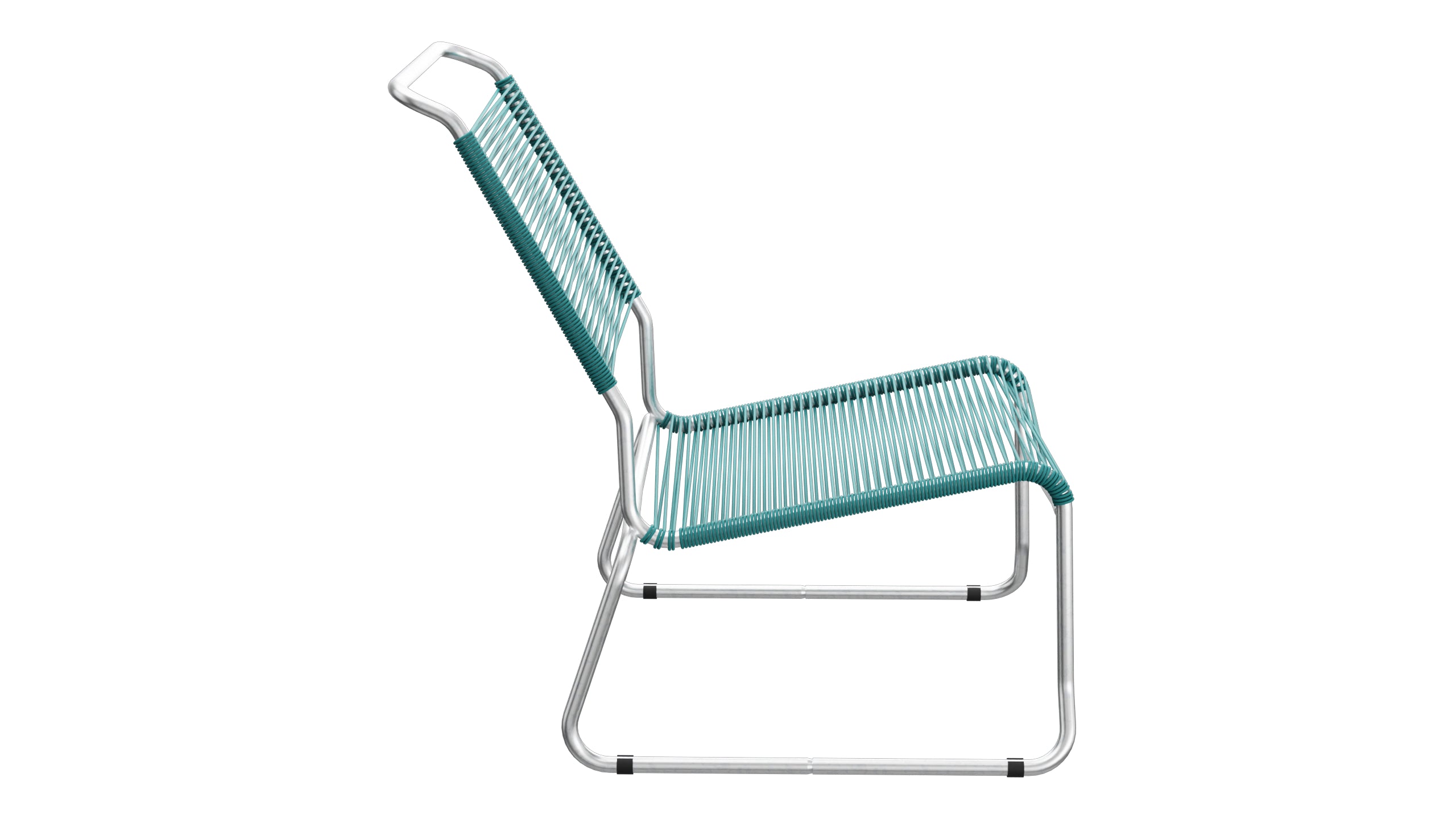 Säntis Spaghetti-Lounger ohne Armlehne Hochlehner Kufen in Kaliblau präsentiert im Onlineshop von KAQTU Design AG. Outdoor-Sessel ist von Schaffner