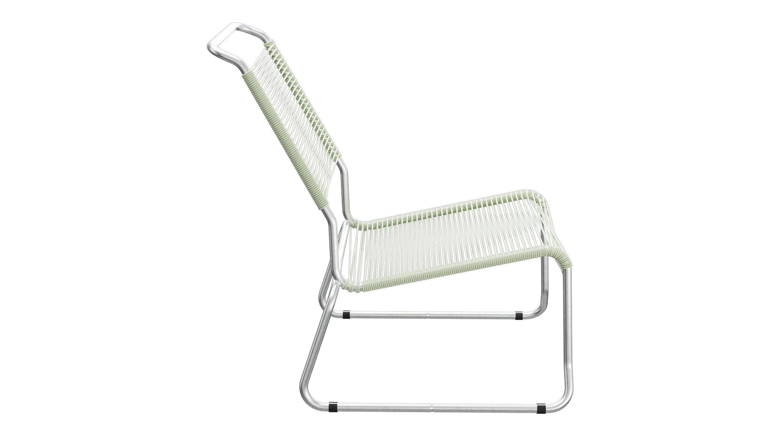 Säntis Spaghetti-Lounger ohne Armlehne Hochlehner Kufen in Pastellgrün präsentiert im Onlineshop von KAQTU Design AG. Outdoor-Sessel ist von Schaffner