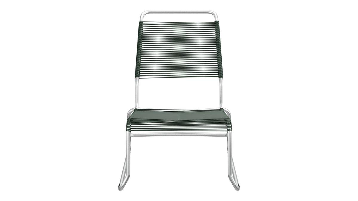 Säntis Spaghetti-Lounger ohne Armlehne Hochlehner Kufen in Tannengrün präsentiert im Onlineshop von KAQTU Design AG. Outdoor-Sessel ist von Schaffner