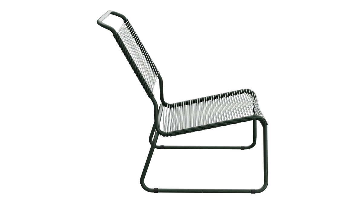 Säntis Spaghetti-Lounger ohne Armlehne Hochlehner Kufen in Tannengrün präsentiert im Onlineshop von KAQTU Design AG. Outdoor-Sessel ist von Schaffner
