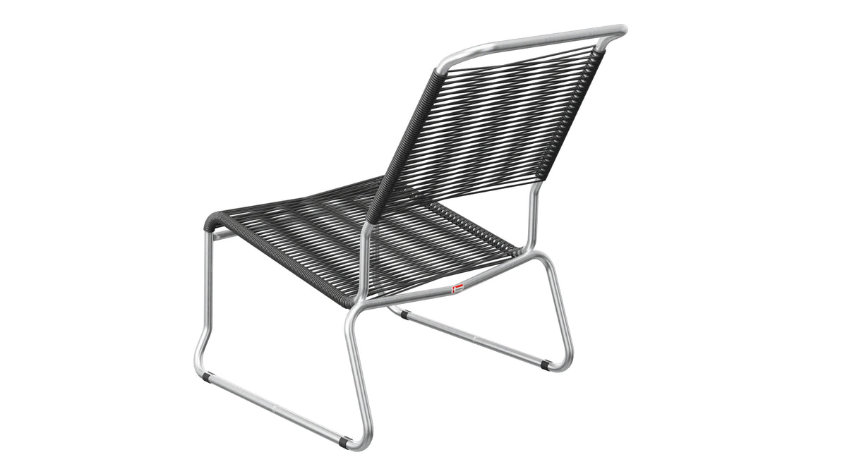 Säntis Spaghetti-Lounger ohne Armlehne Hochlehner Kufen in Anthrazit präsentiert im Onlineshop von KAQTU Design AG. Outdoor-Sessel ist von Schaffner