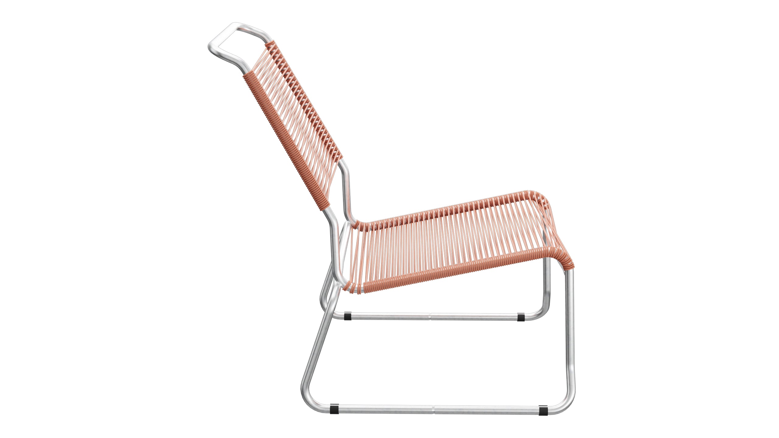 Säntis Spaghetti-Lounger ohne Armlehne Hochlehner Kufen in Pastellterracotta präsentiert im Onlineshop von KAQTU Design AG. Outdoor-Sessel ist von Schaffner