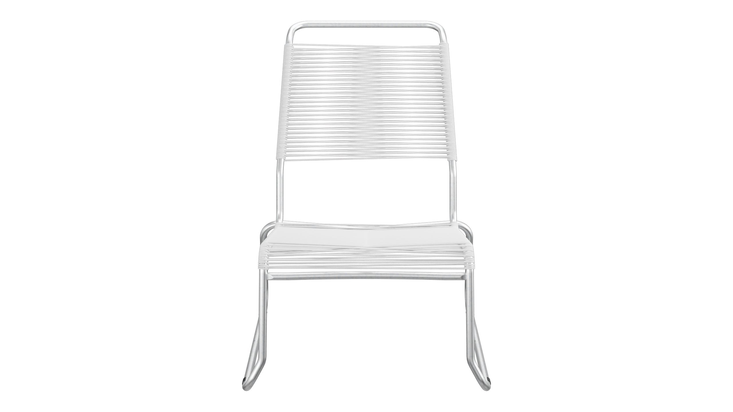 Säntis Spaghetti-Lounger ohne Armlehne Hochlehner Kufen in Weiss präsentiert im Onlineshop von KAQTU Design AG. Outdoor-Sessel ist von Schaffner