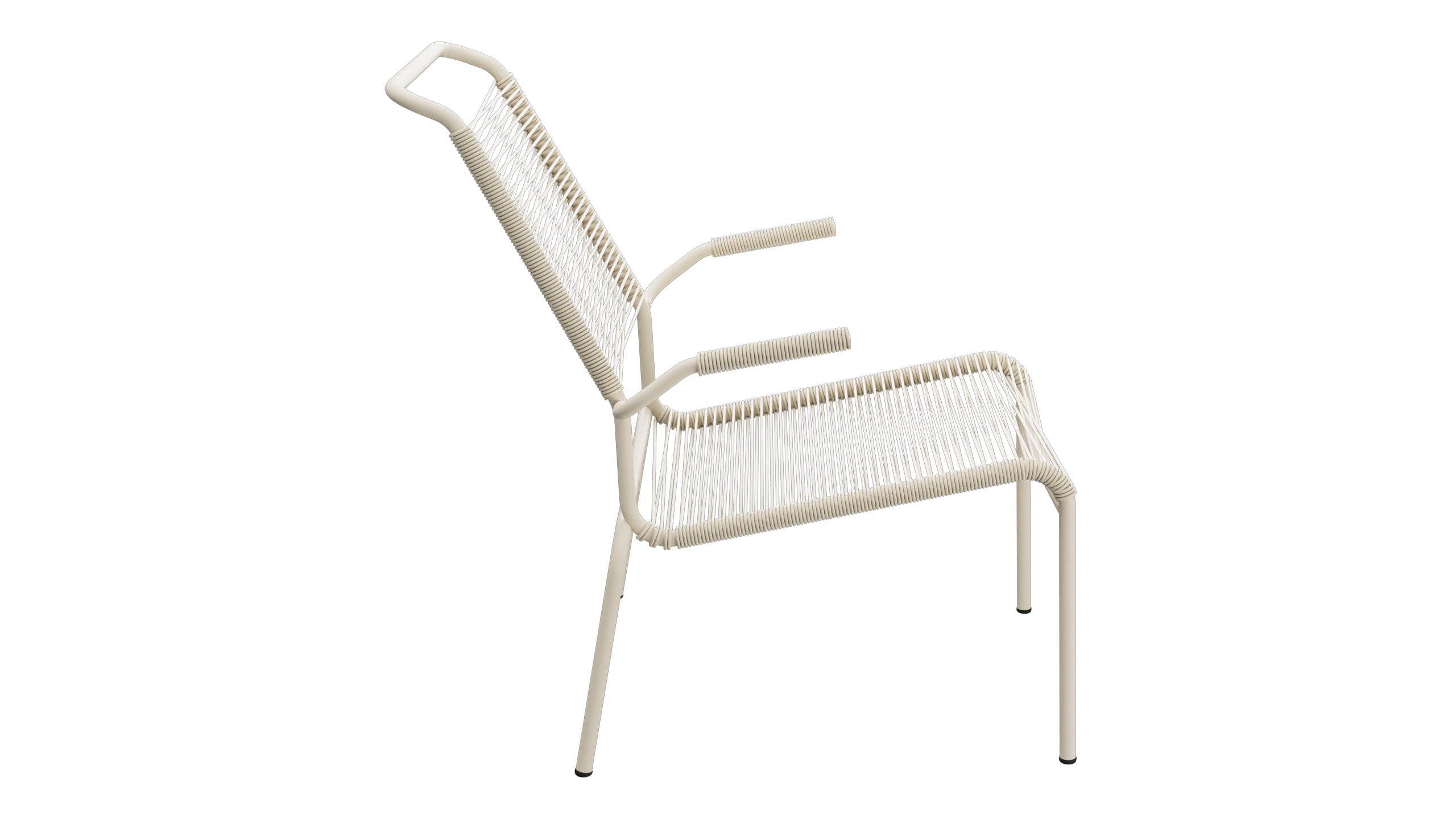 Säntis Lounger Spaghetti mit Armlehne Hochlehner in Pastellsand präsentiert im Onlineshop von KAQTU Design AG. Outdoor-Sessel mit Armlehnen ist von Schaffner