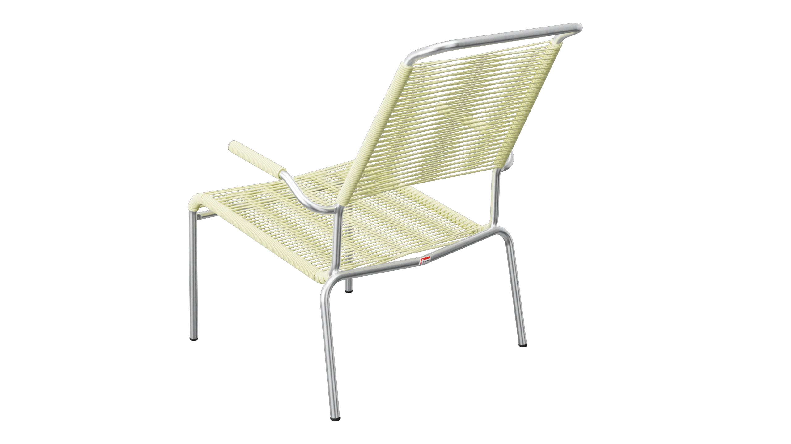 Säntis Lounger Spaghetti mit Armlehne Hochlehner in Buchsbaumgelb präsentiert im Onlineshop von KAQTU Design AG. Outdoor-Sessel mit Armlehnen ist von Schaffner